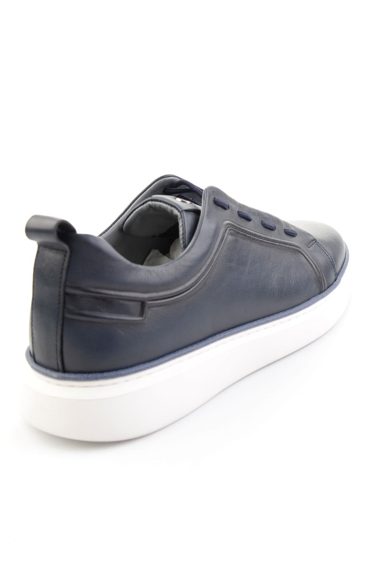 Lacivert Hakiki Deri Erkek Sneaker E01398028043