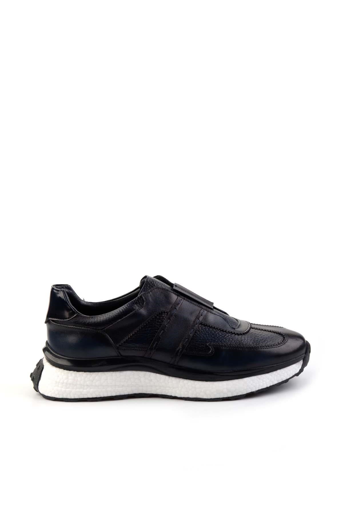 Lacivert Hakiki Deri Erkek Sneaker E01310116041