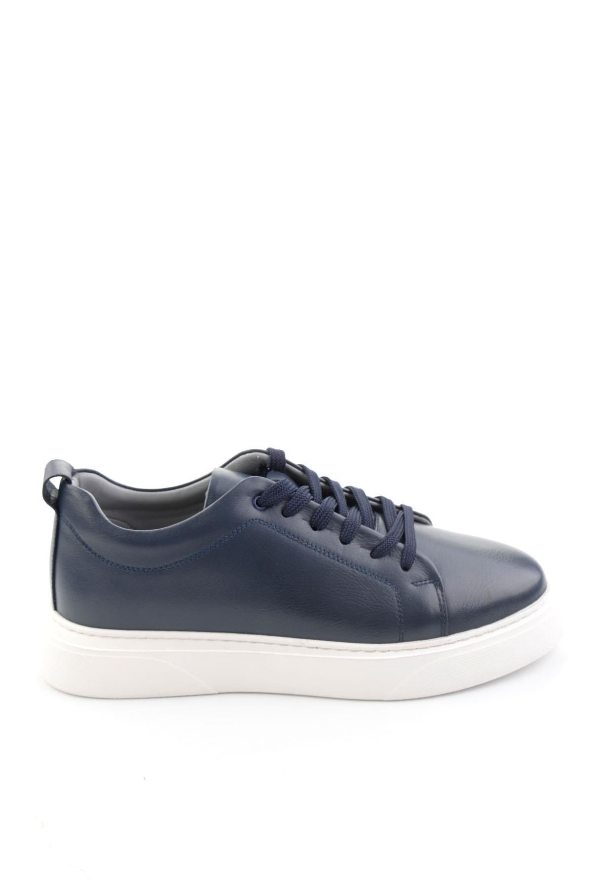 Lacivert Hakiki Deri Erkek Sneaker E01082102043