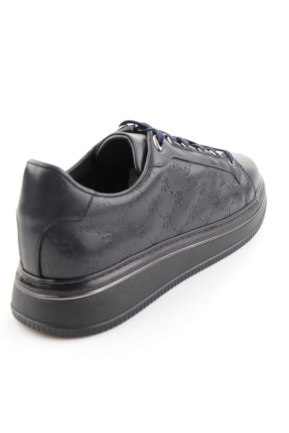 Lacivert Hakiki Deri Erkek Sneaker E01398023103
