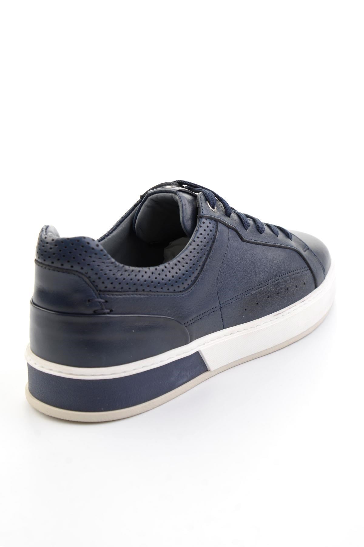 Lacivert Hakiki Deri Erkek Sneaker E01398008743