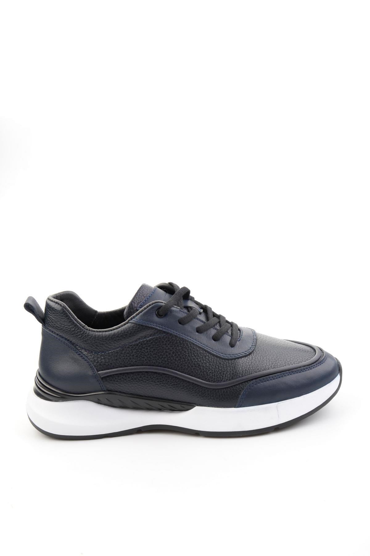 Lacivert Hakiki Deri Erkek Sneaker E01958176543