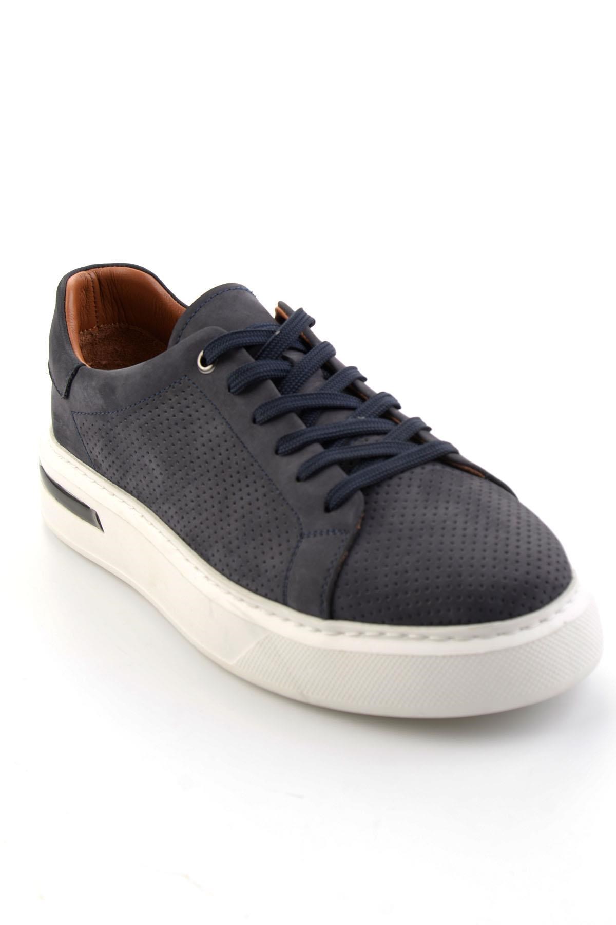Lacivert Hakiki Deri Erkek Sneaker E01396200701