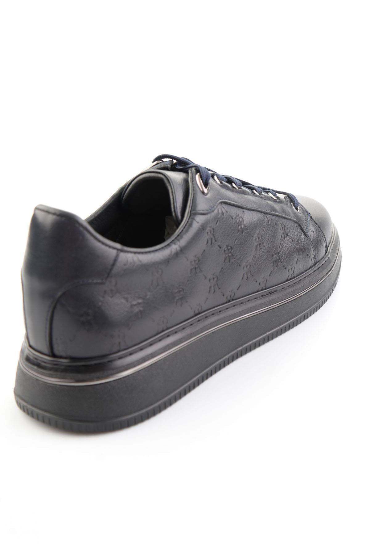 Lacivert Hakiki Deri Erkek Sneaker E01398023103