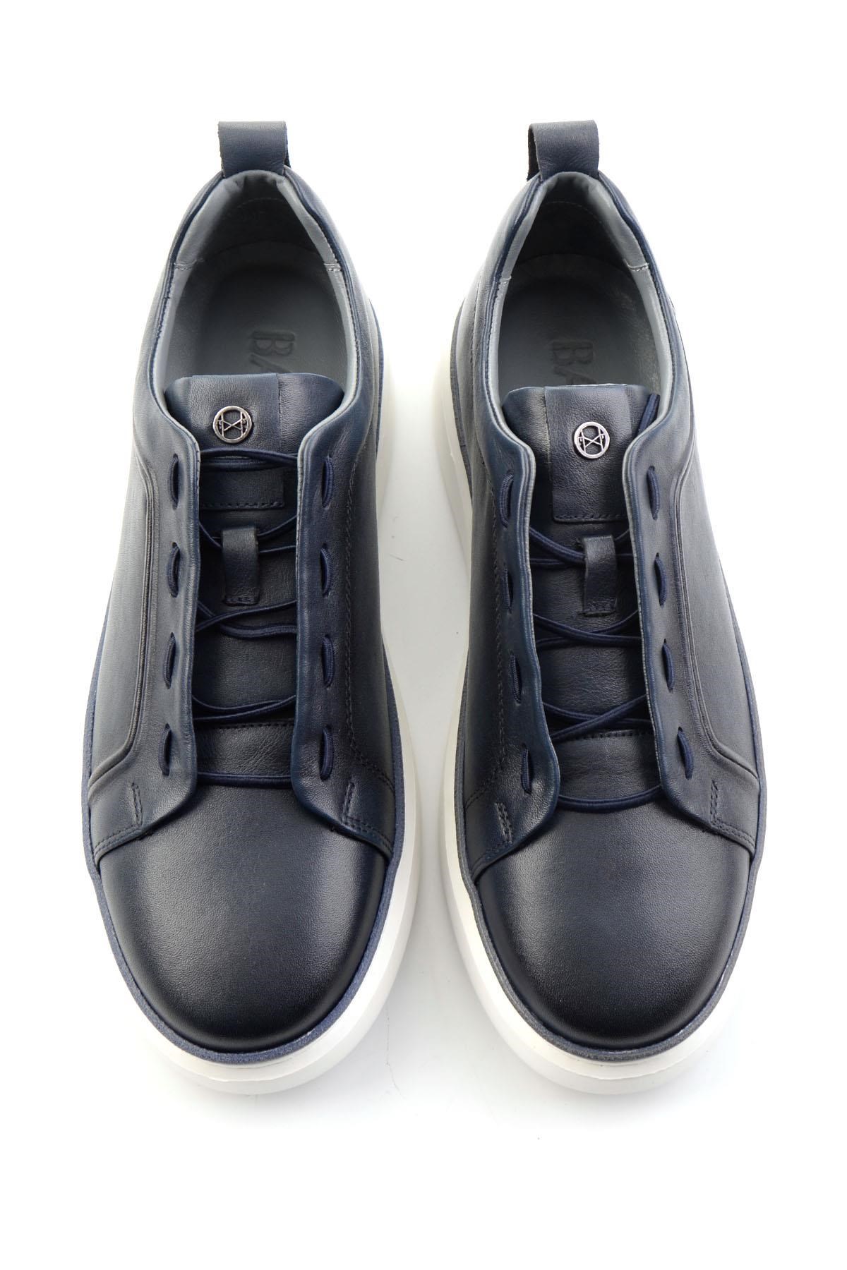 Lacivert Hakiki Deri Erkek Sneaker E01398028043