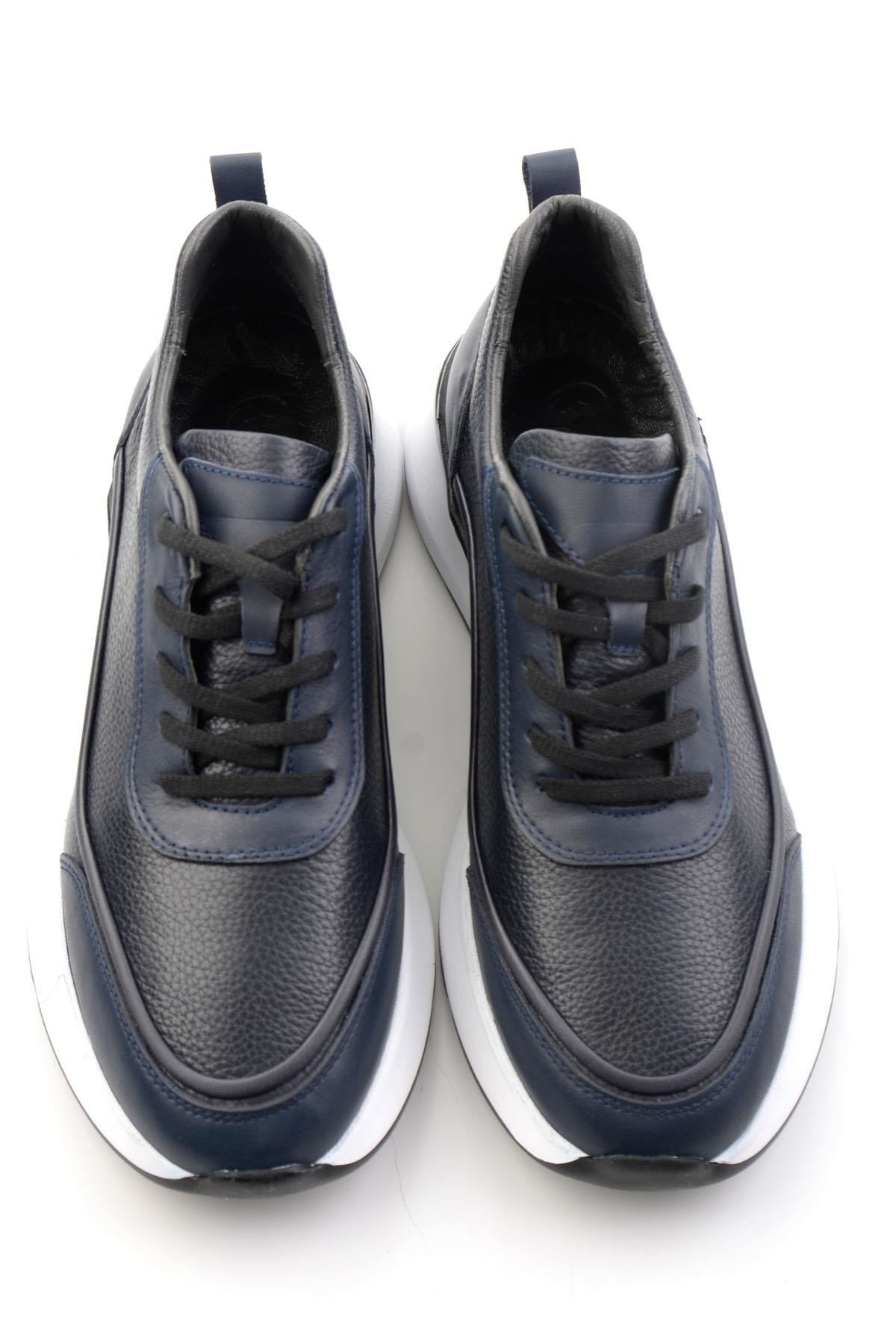 Lacivert Hakiki Deri Erkek Sneaker E01958176543