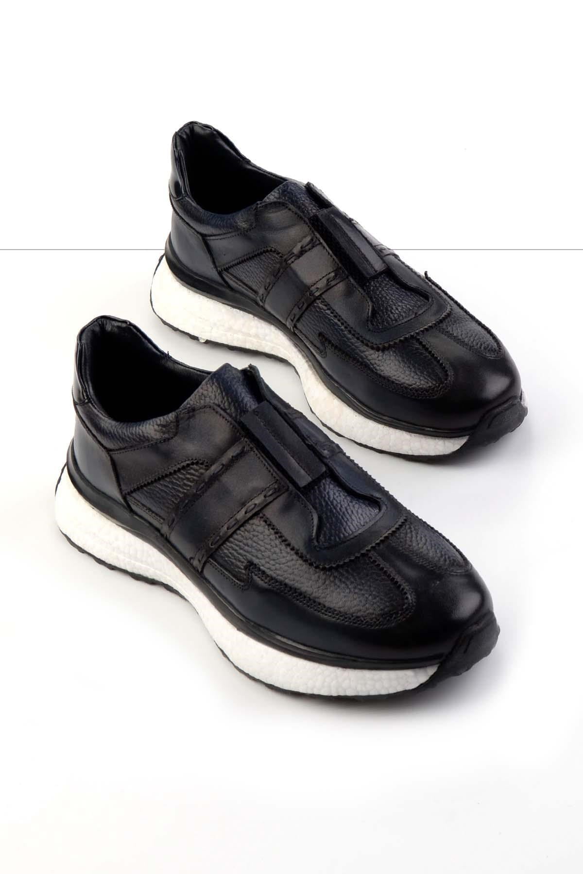 Lacivert Hakiki Deri Erkek Sneaker E01310116041