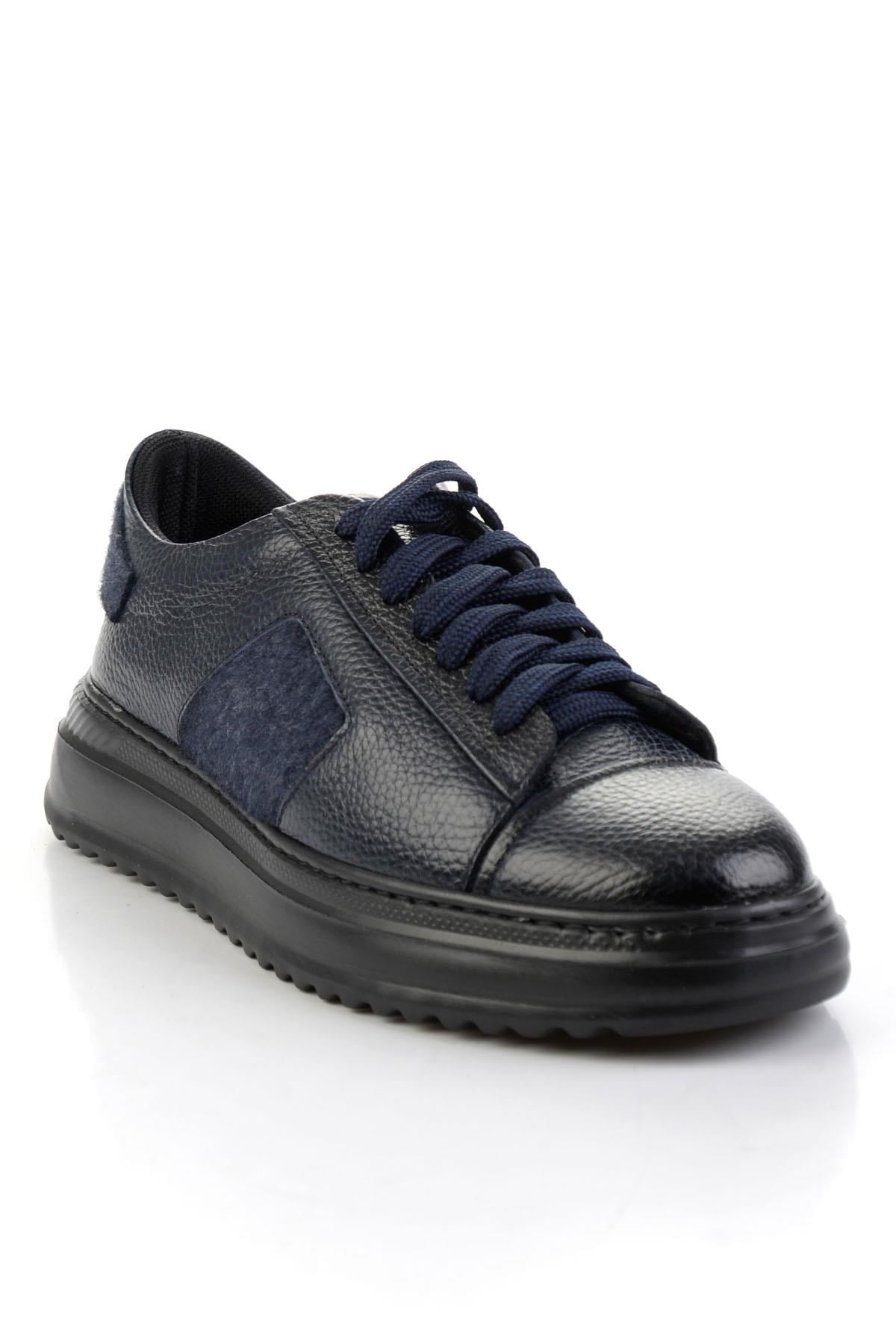 Lacivert Hakiki Deri Erkek Sneaker E01600121640