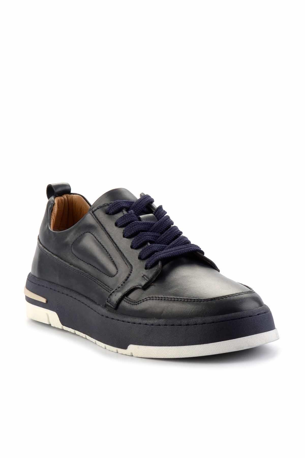 Lacivert Hakiki Deri Erkek Sneaker E01463410603