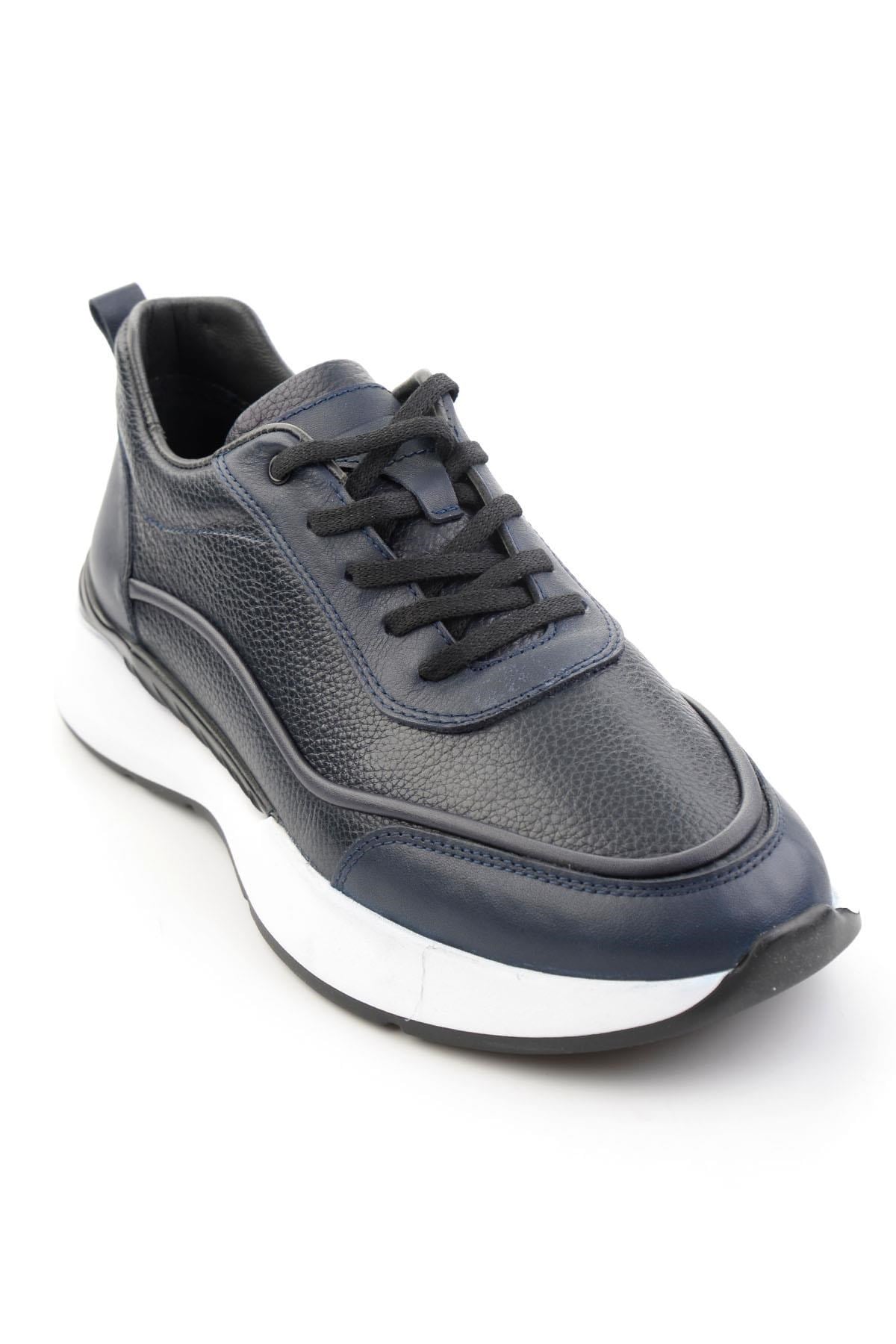 Lacivert Hakiki Deri Erkek Sneaker E01958176543