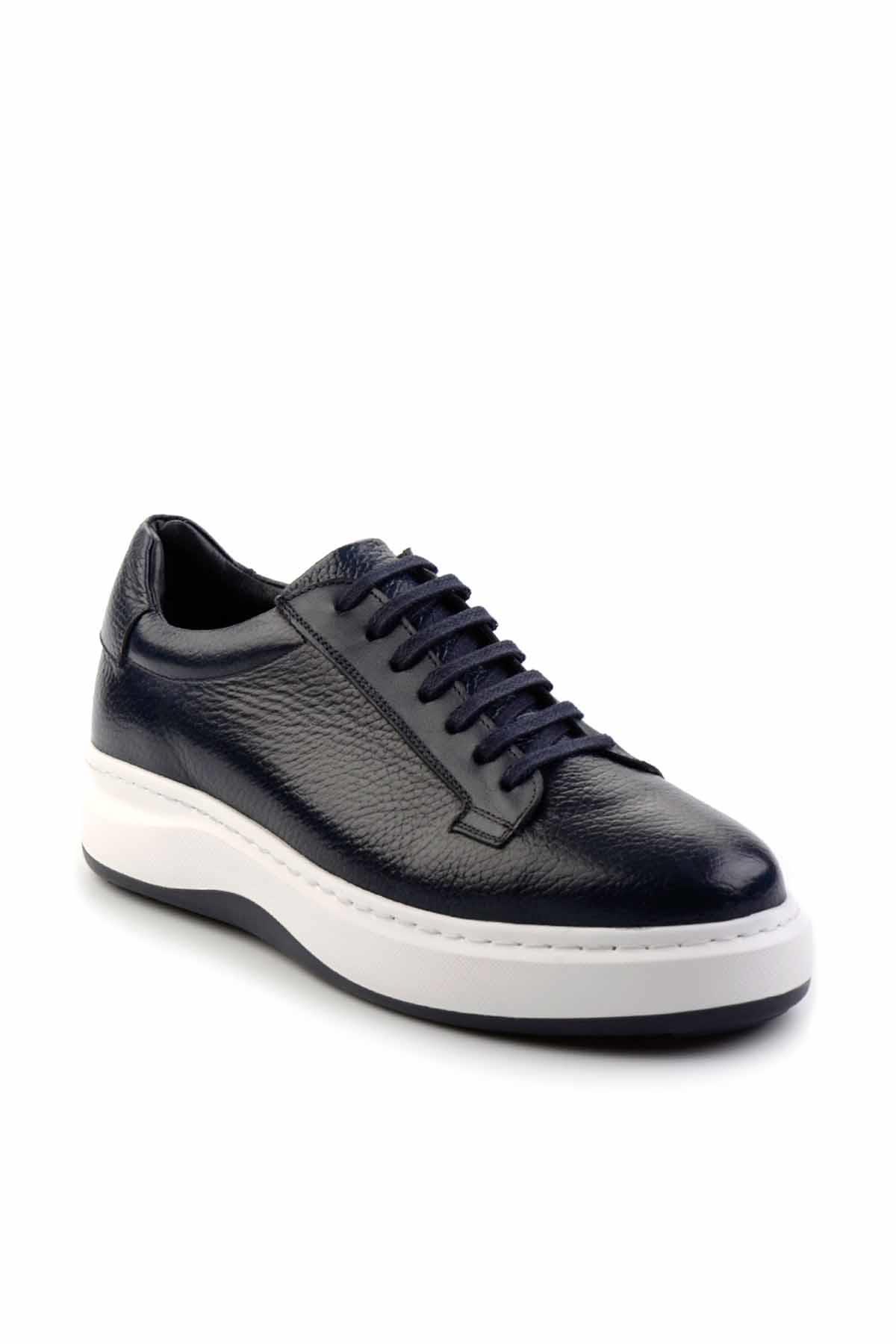 Lacivert Hakiki Deri Erkek Sneaker E01310117640