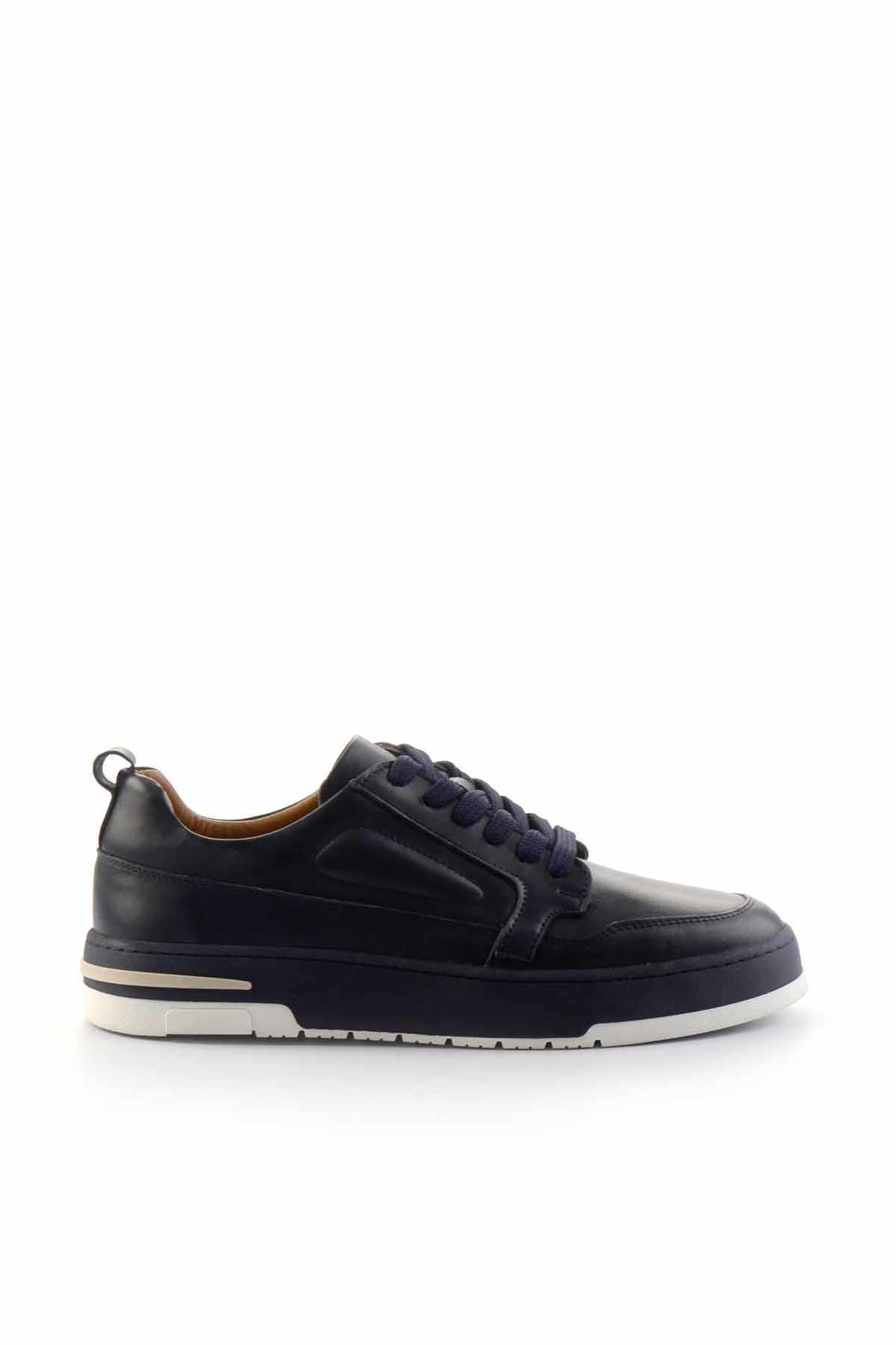 Lacivert Hakiki Deri Erkek Sneaker E01463410603