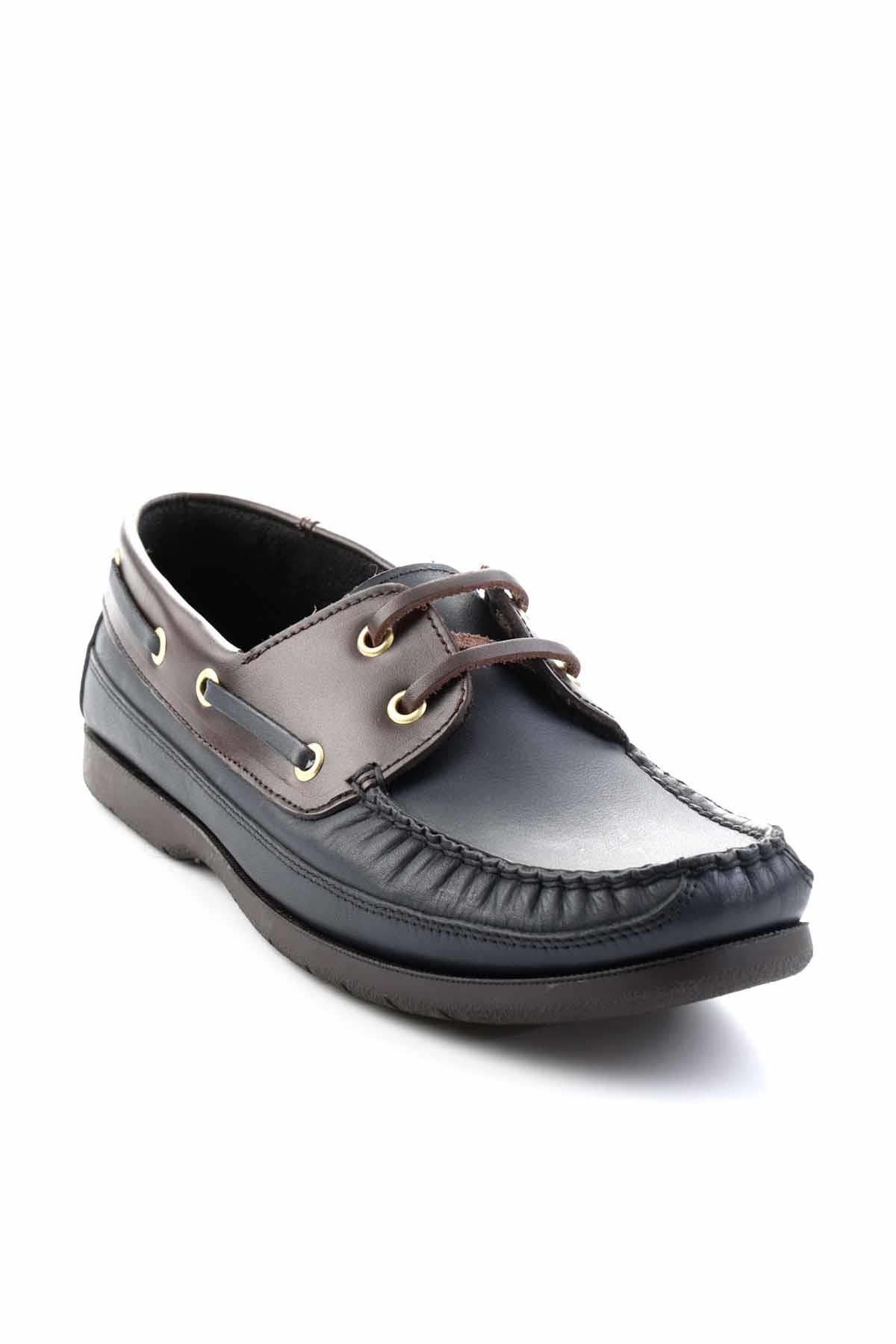 Lacivert Kahve Hakiki Deri Erkek Casual Ayakkabı E01830110003