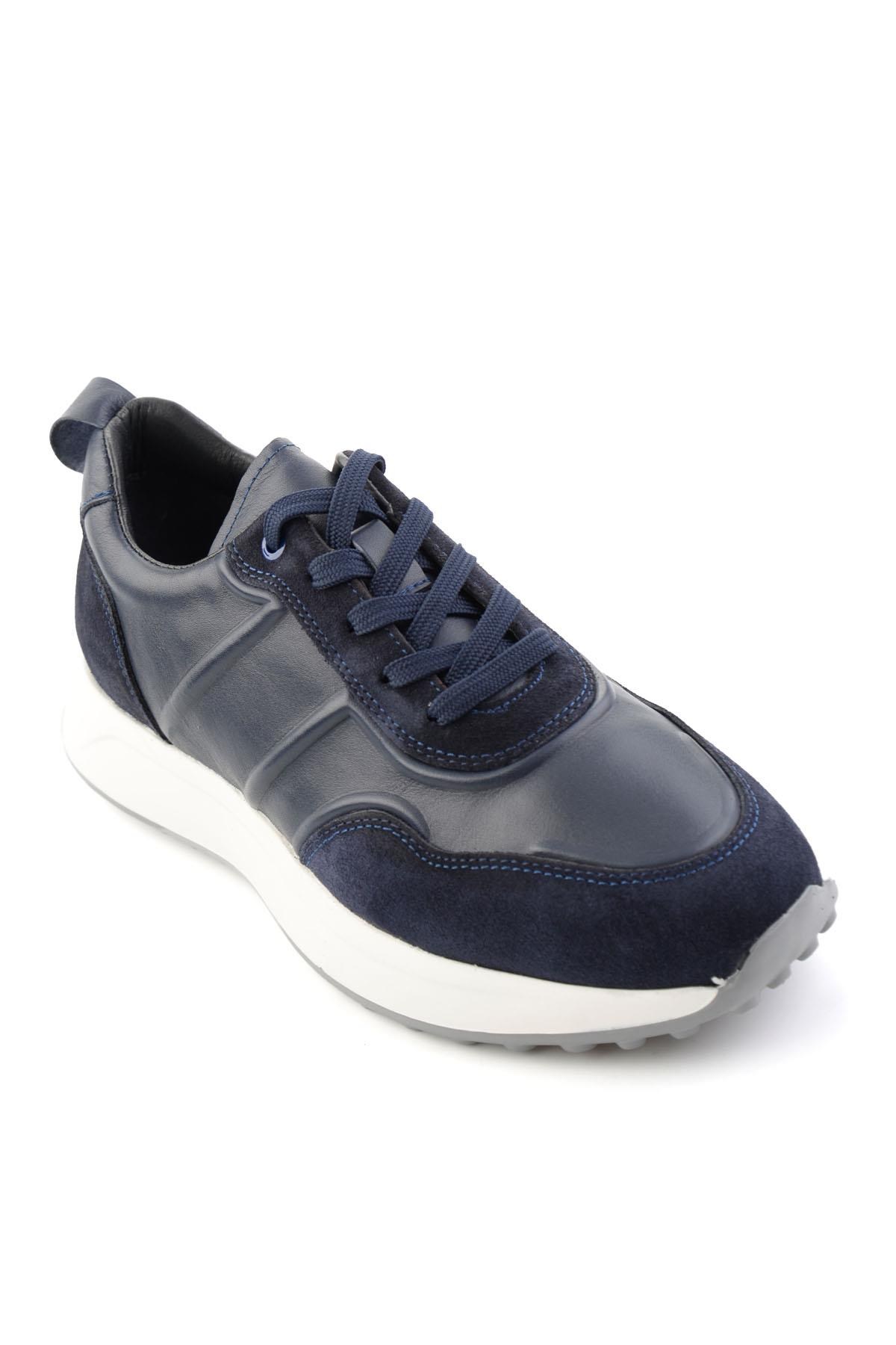 Lacivert Napa Hakiki Deri Erkek Sneaker E01774057943