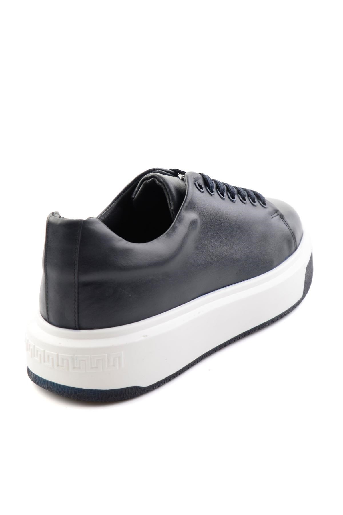 Lacivert Napa Hakiki Deri Erkek Sneaker E01401021443