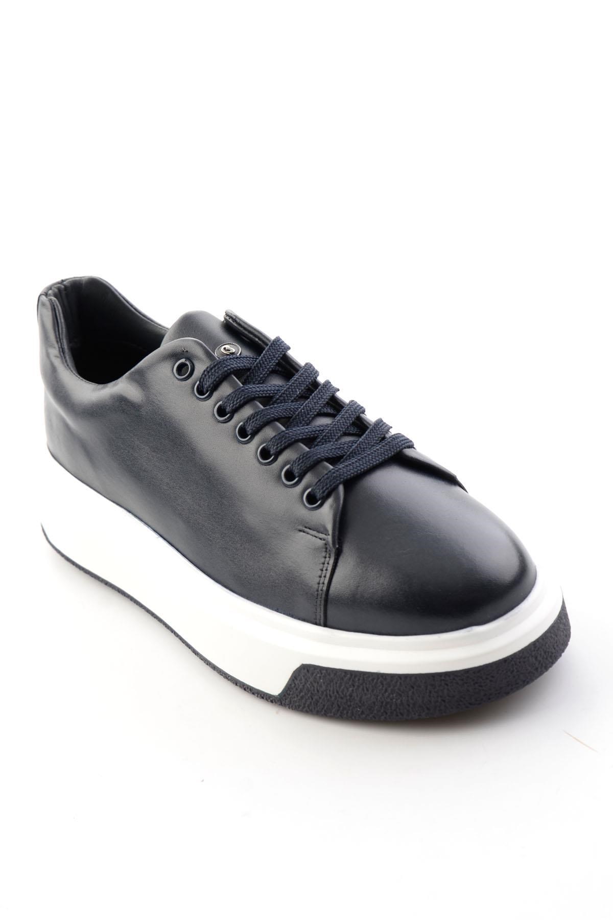 Lacivert Napa Hakiki Deri Erkek Sneaker E01401021443