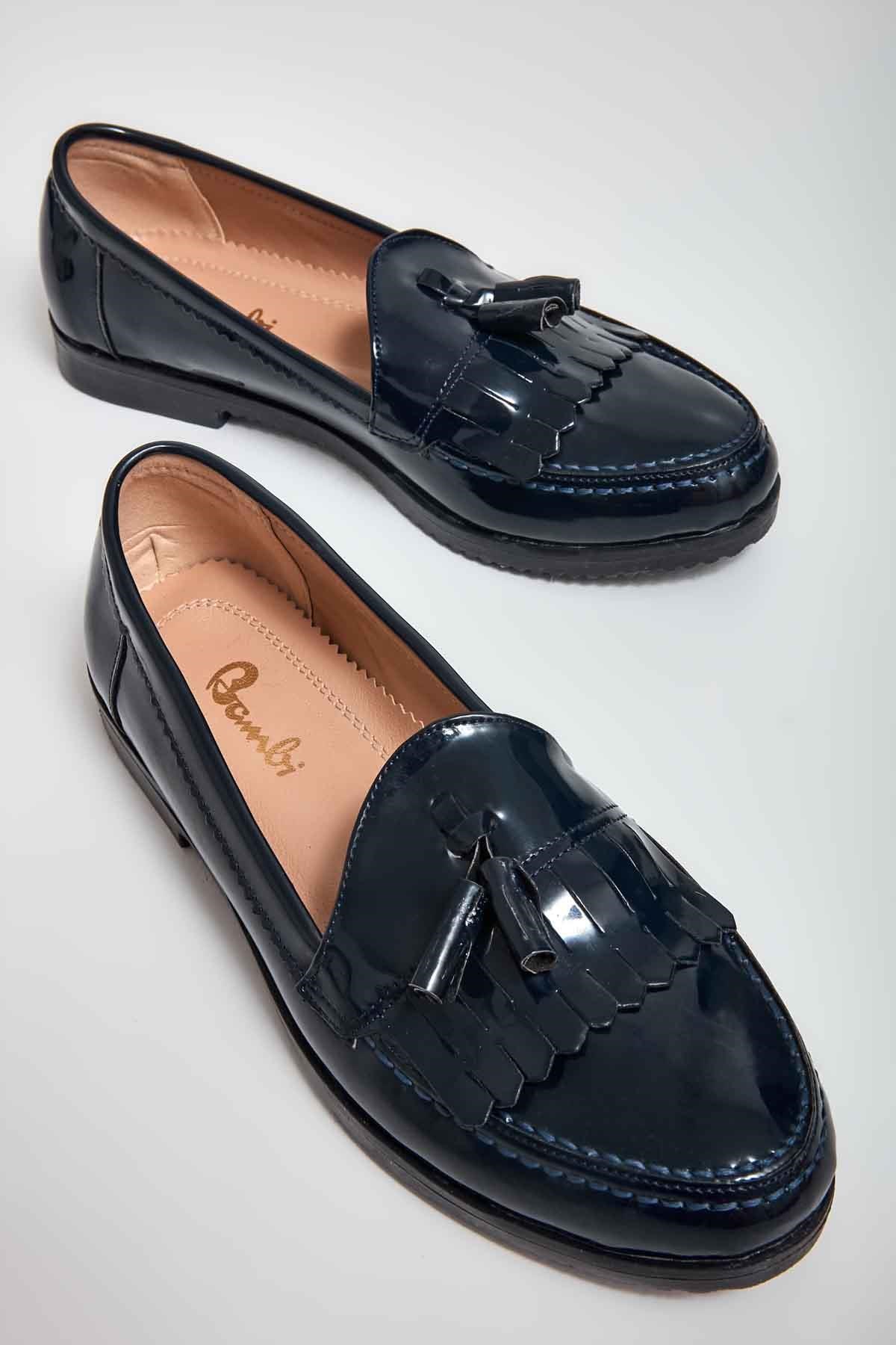 Lacivert Rugan  Kadın Loafer Ayakkabı M0509205098