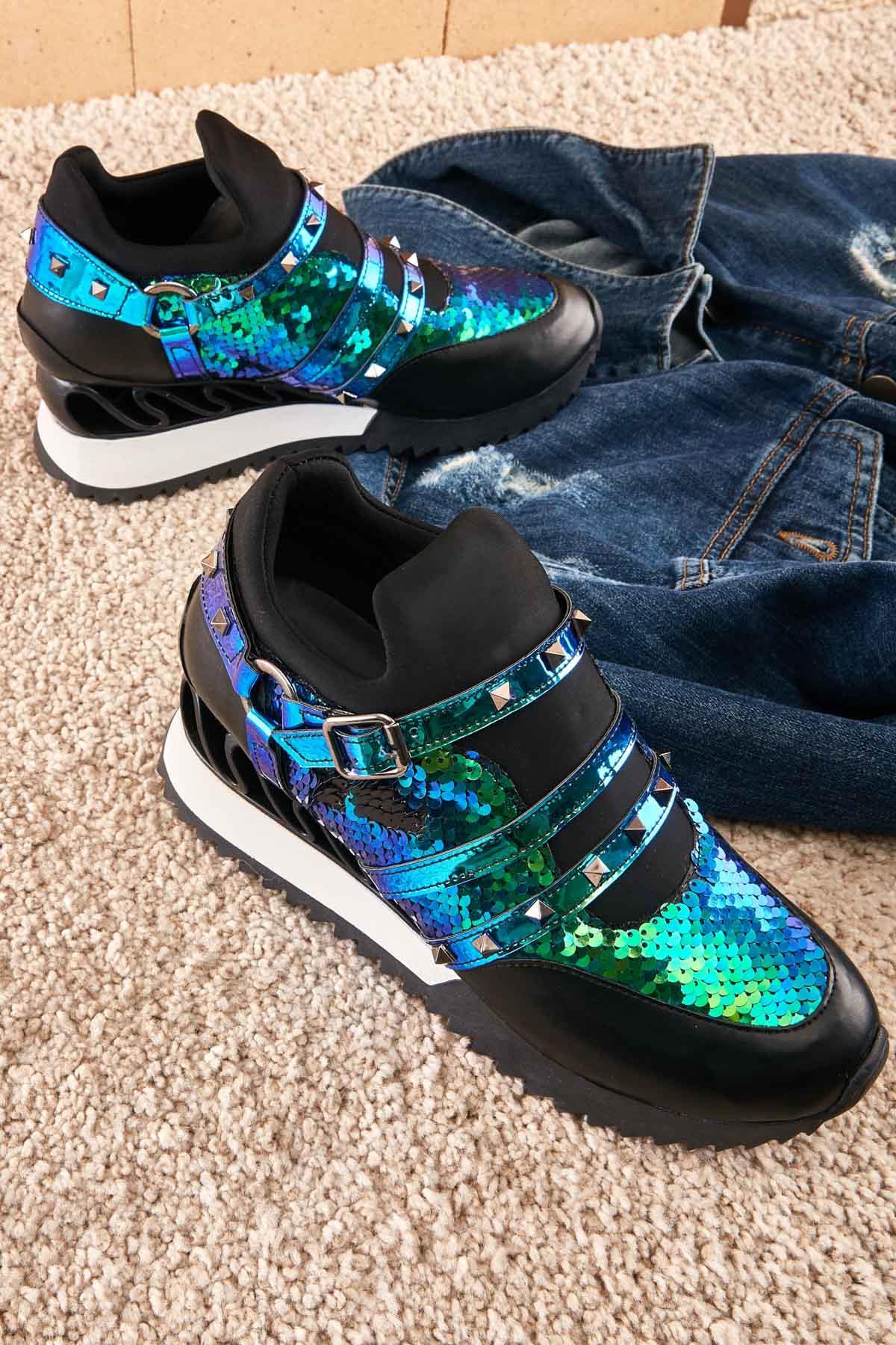 Lacivert Yeşil  Kadın Sneaker K0541088253