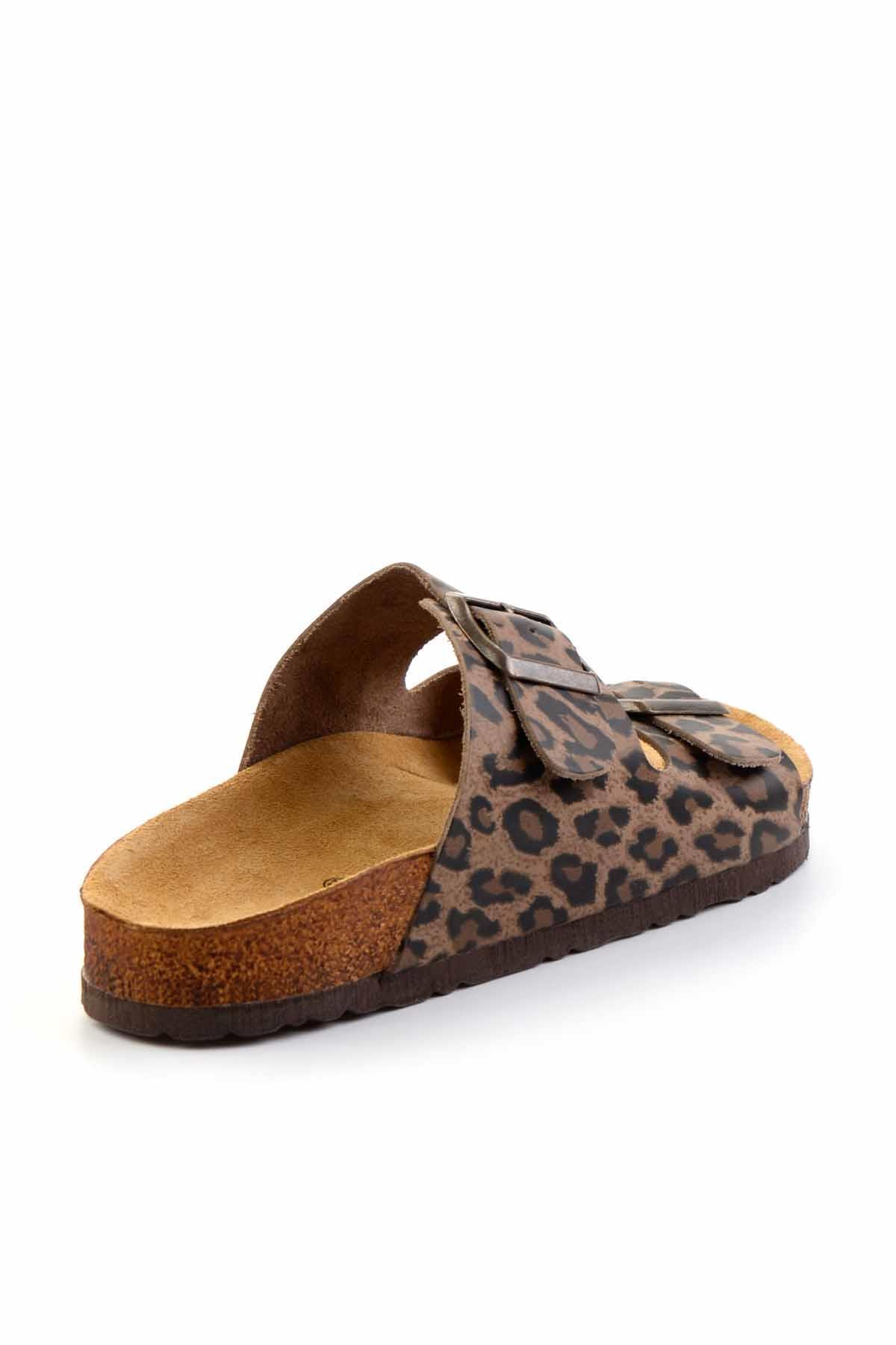 Leopar Hakiki Deri Kadın Terlik K04819182203