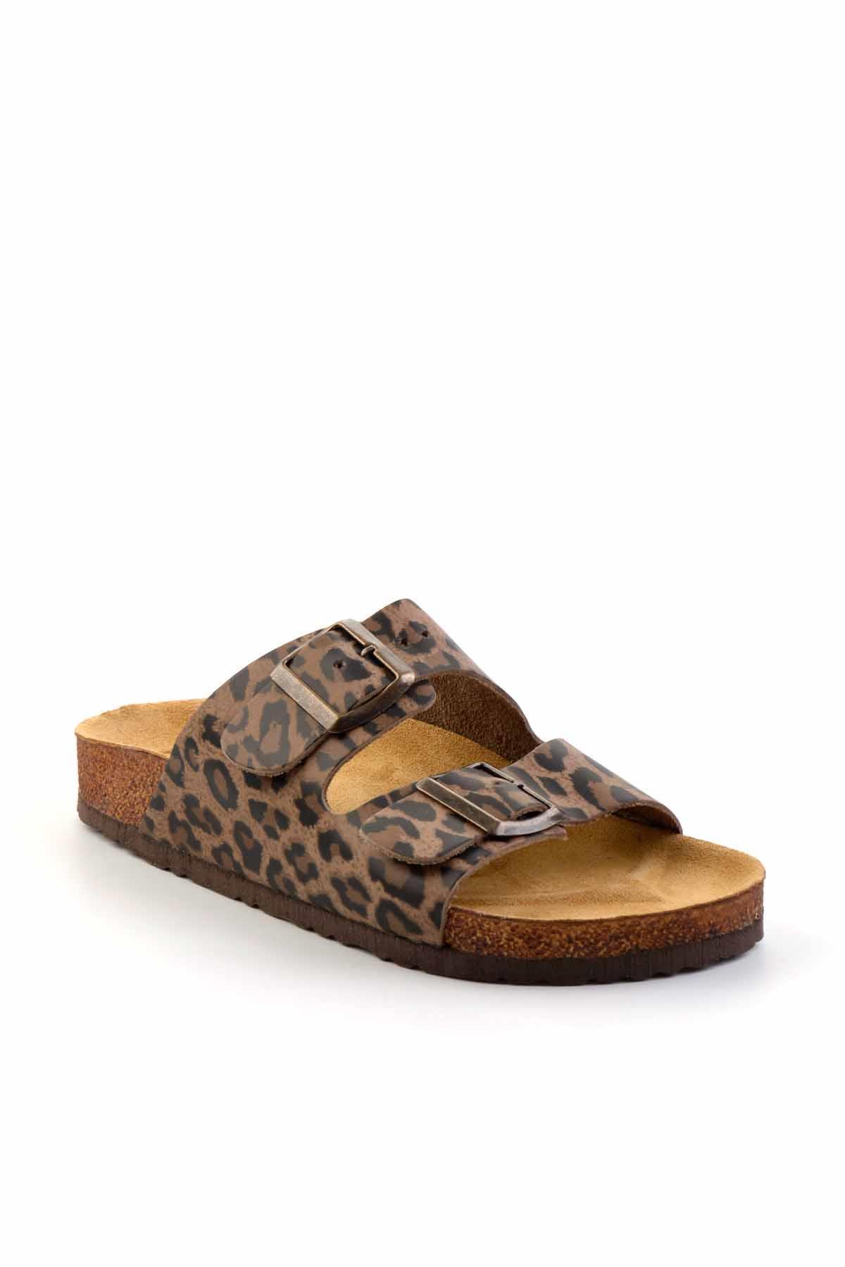 Leopar Hakiki Deri Kadın Terlik K04819182203