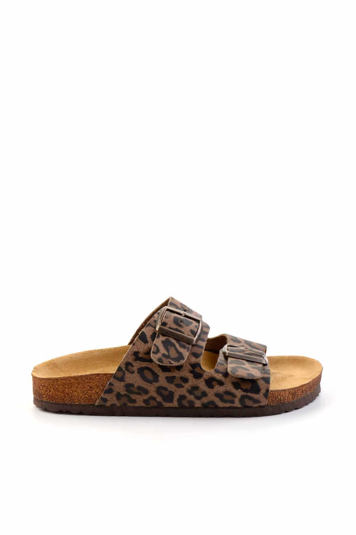 Leopar Hakiki Deri Kadın Terlik K04819182203