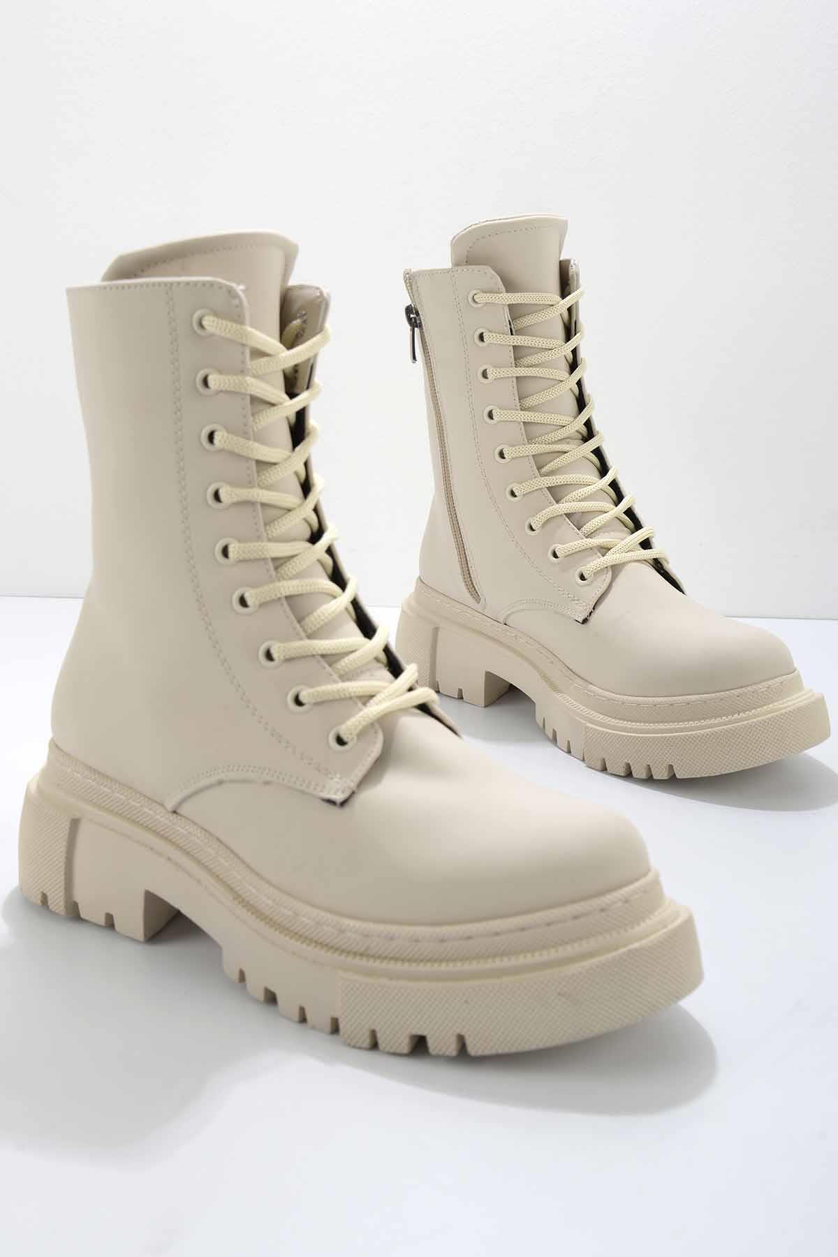 Mat Ekru  Kadın Bot & Bootie K02823110409