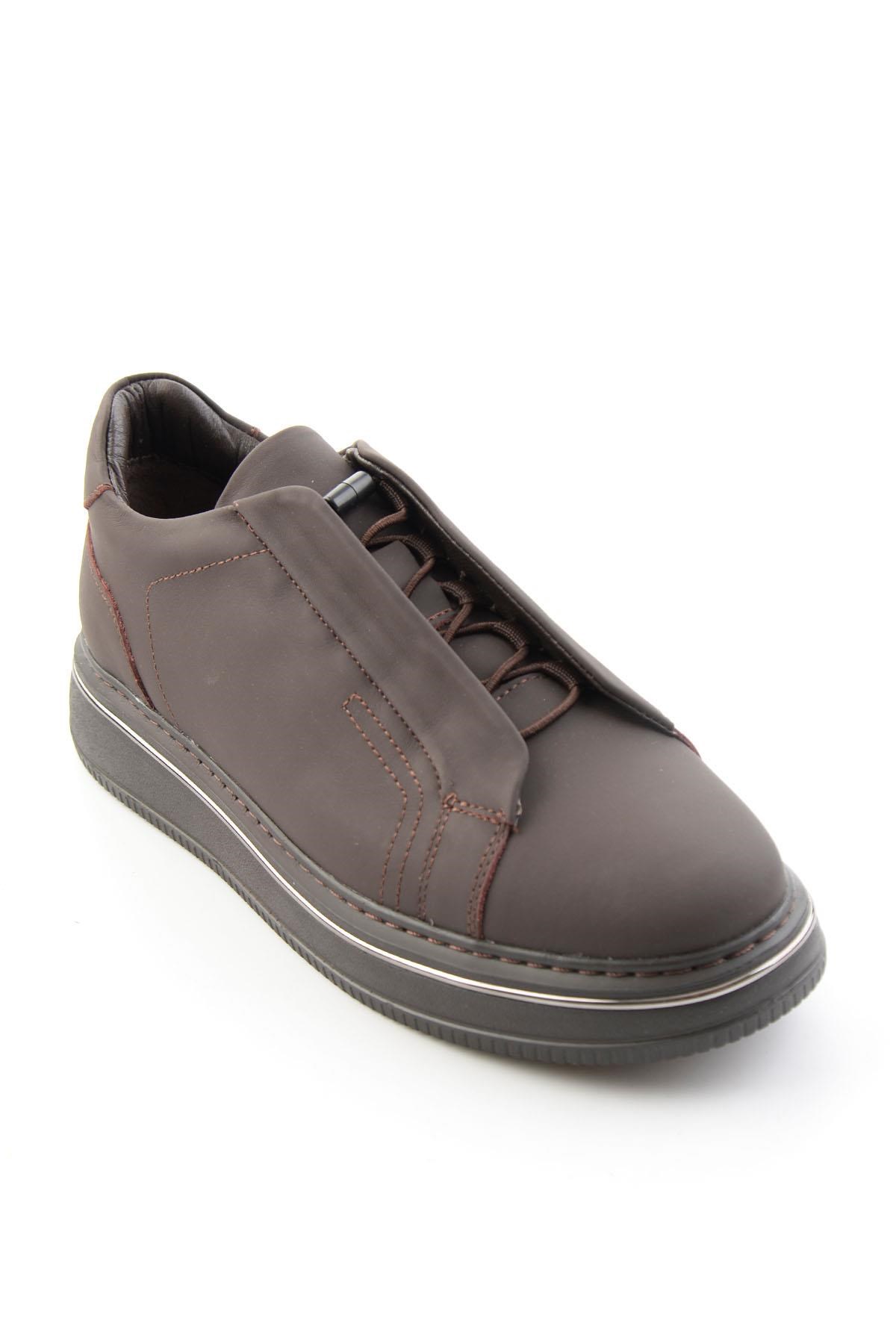 Mat Kahve Hakiki Deri Erkek Sneaker E01774101503