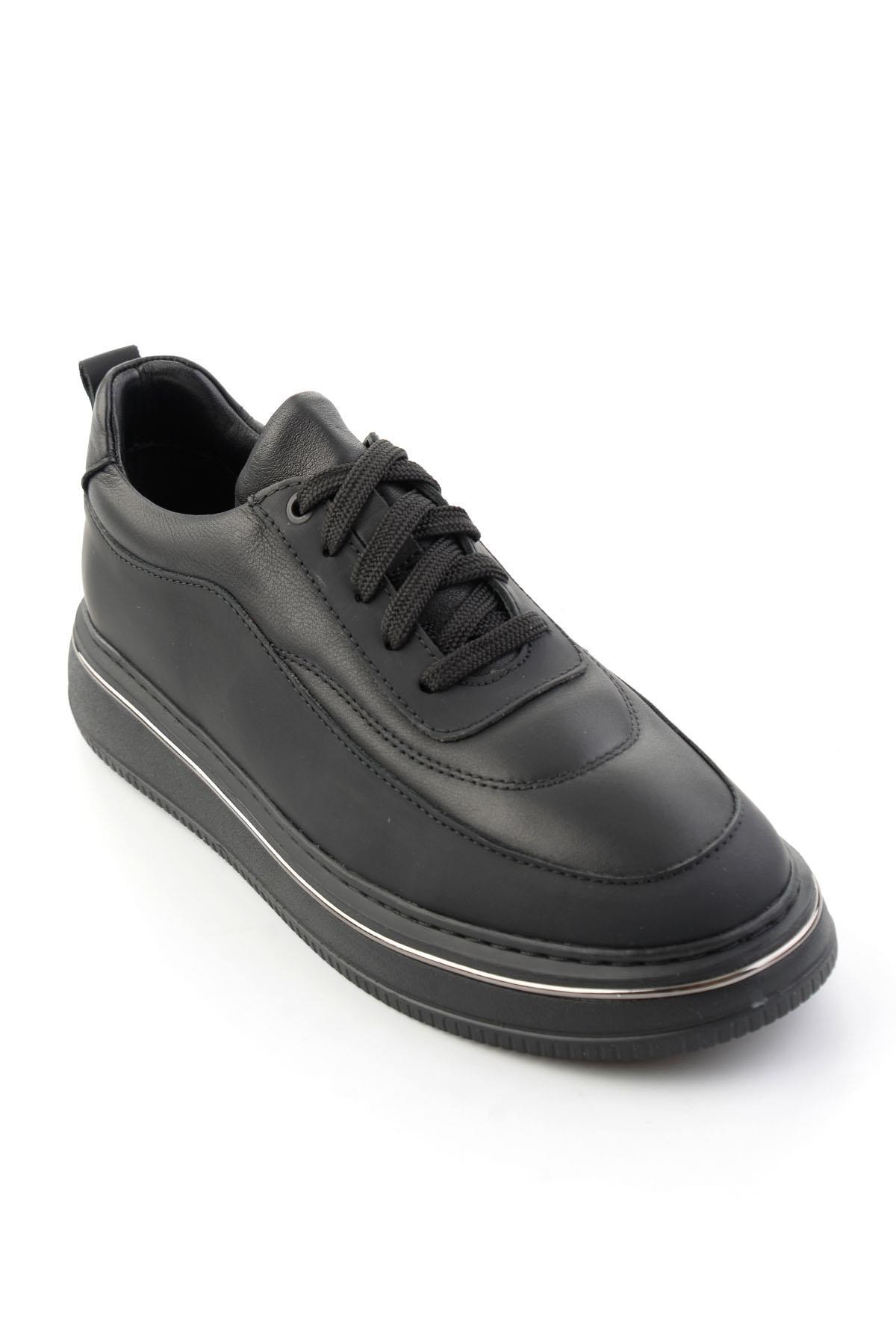 Mat Siyah Hakiki Deri Erkek Sneaker E01774016903