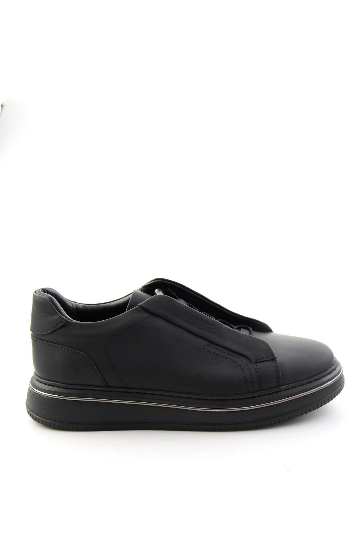 Mat Siyah Hakiki Deri Erkek Sneaker E01774101503