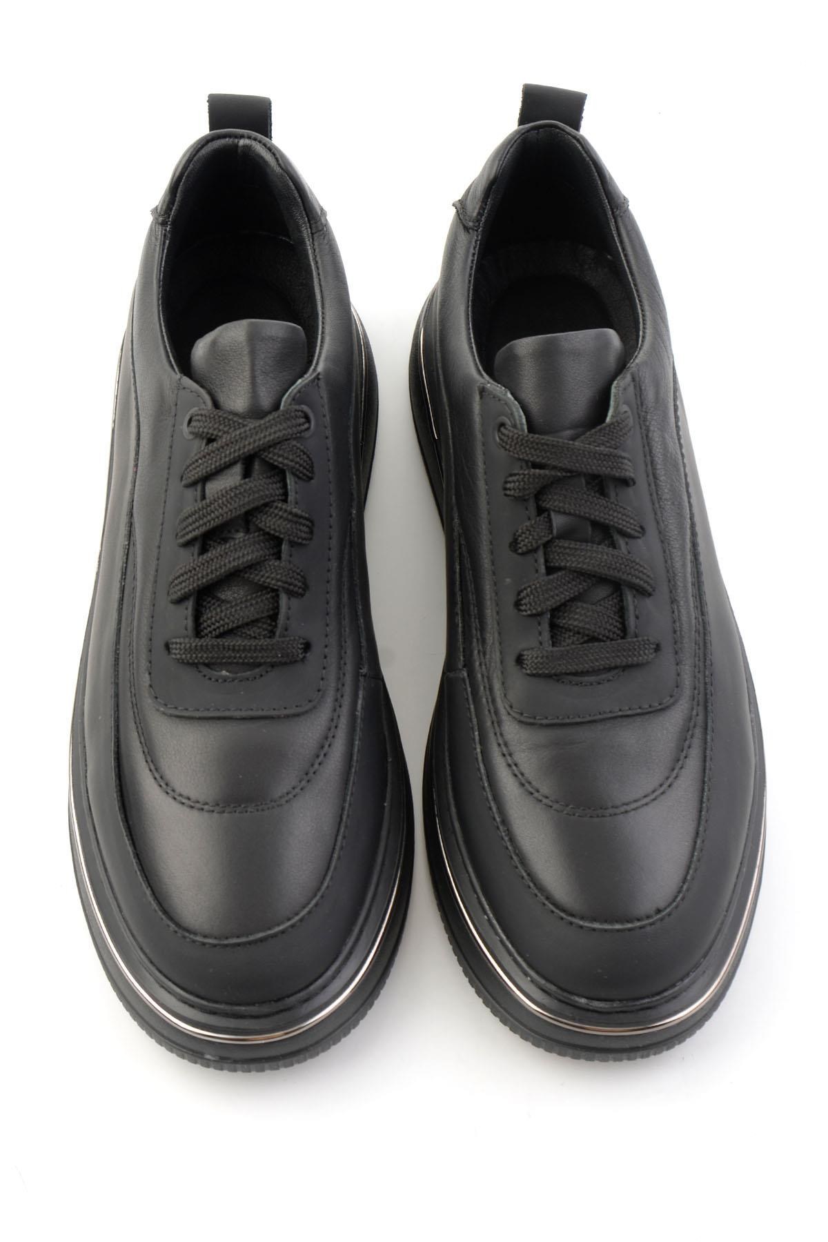 Mat Siyah Hakiki Deri Erkek Sneaker E01774016903