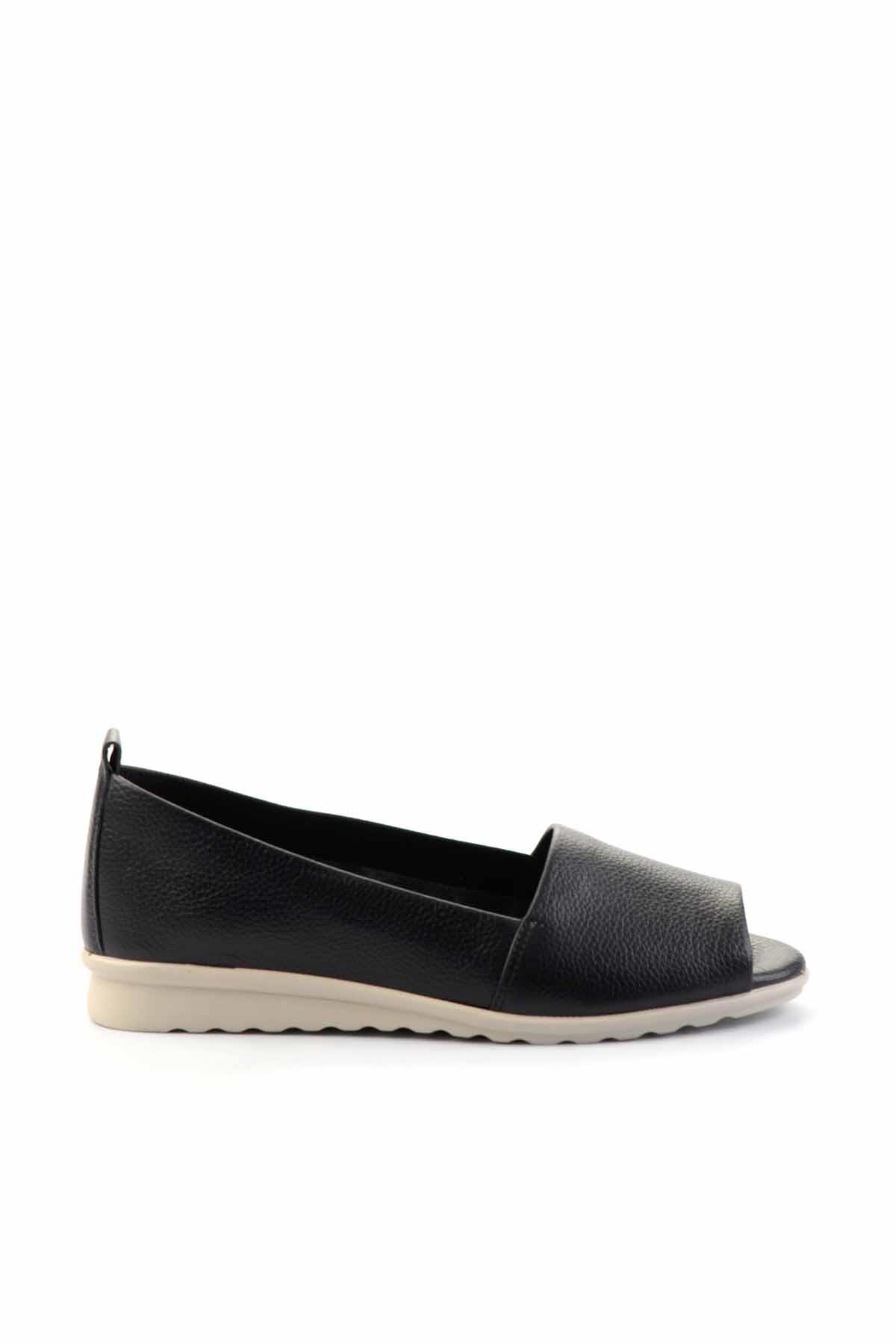 Mat Siyah Hakiki Deri Kadın Espadril K01582664003