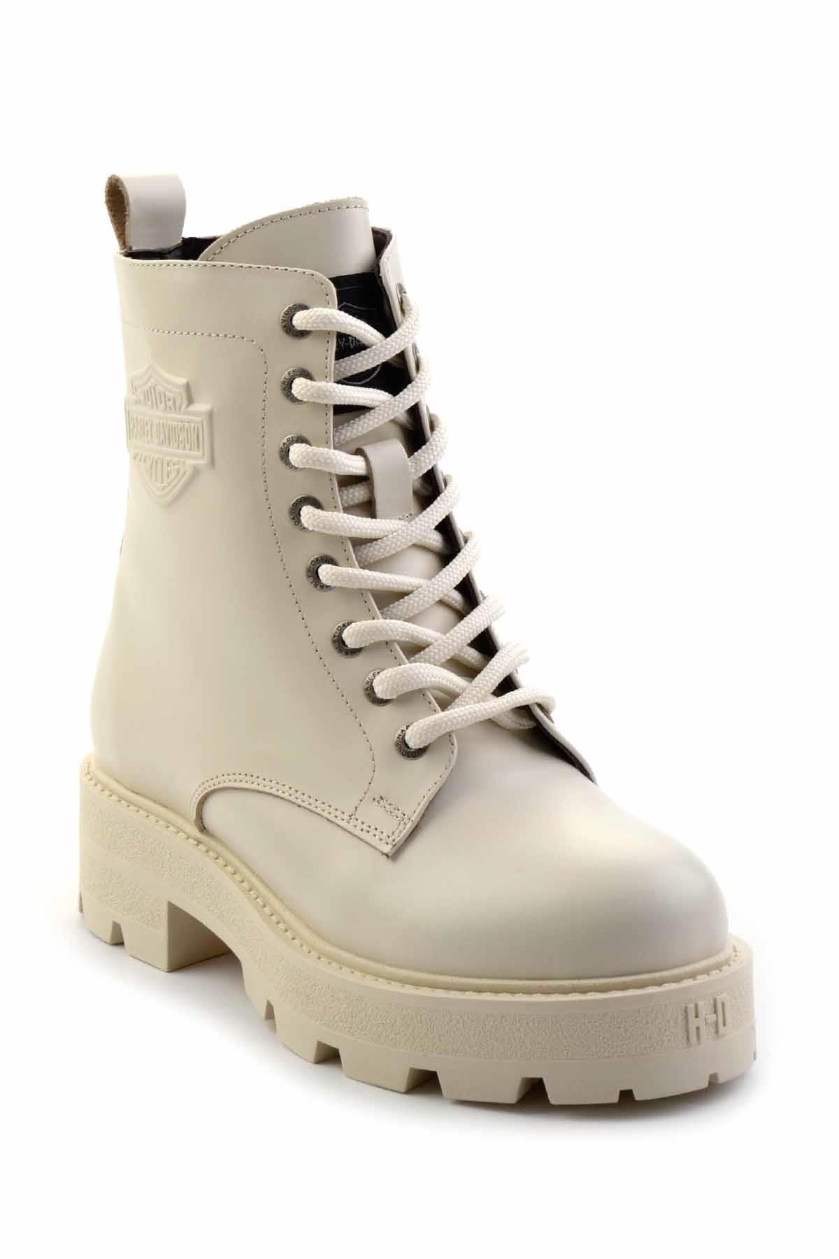 Off White Leather Kadın Bot & Bootie HD0777005703