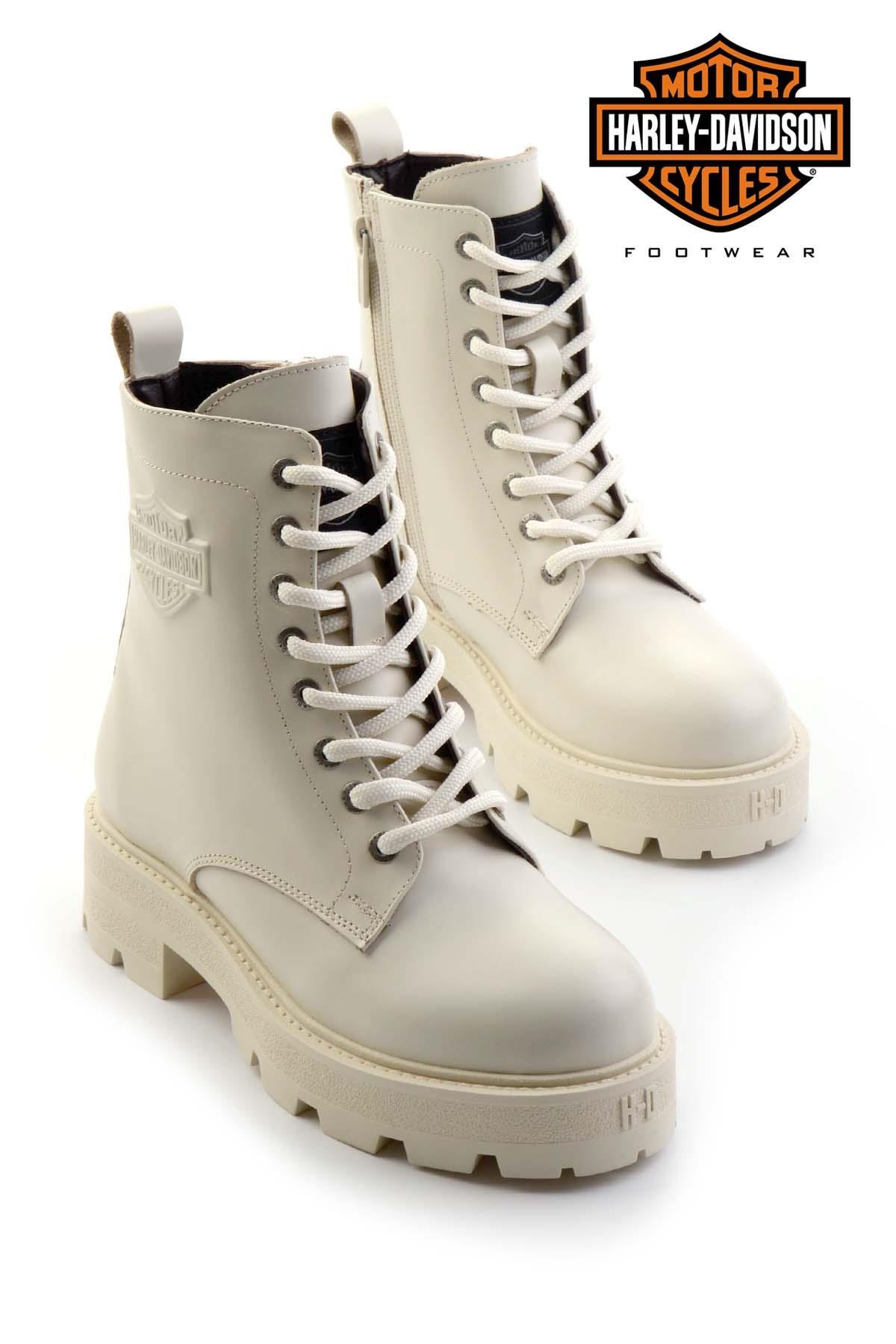 Off White Leather Kadın Bot & Bootie HD0777005703