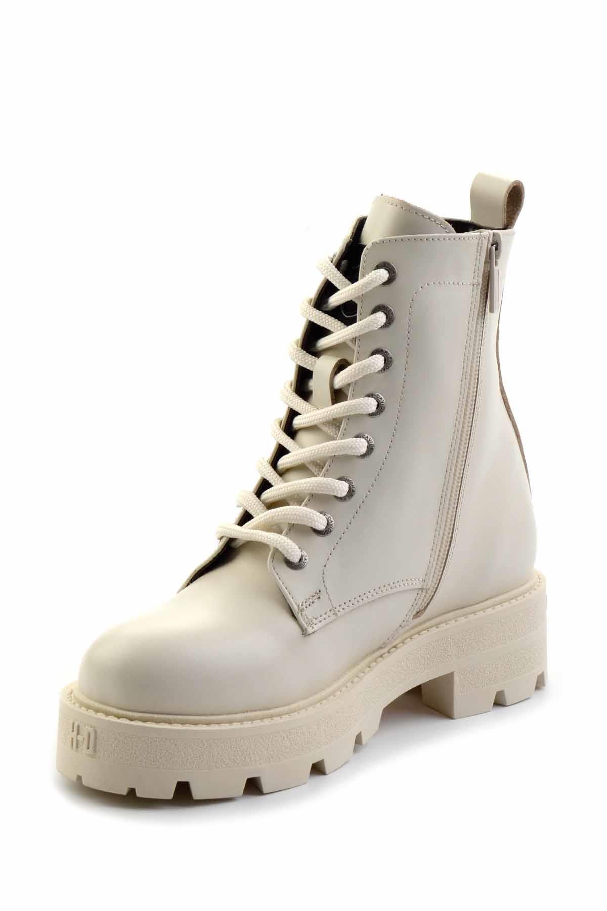 Off White Leather Kadın Bot & Bootie HD0777005703