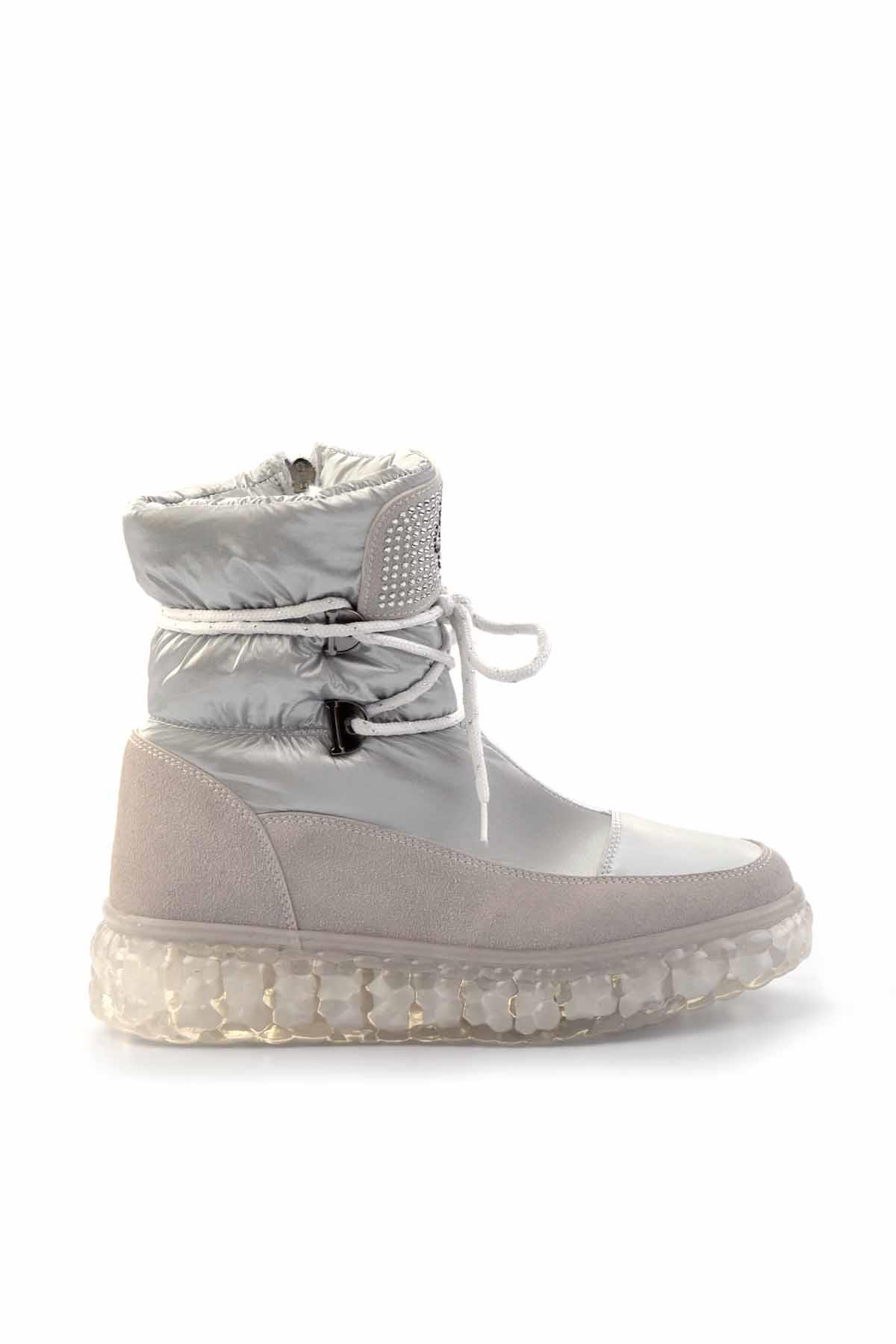 Parlak Gümüş Paraşüt  Kadın Bot & Bootie K02102031467