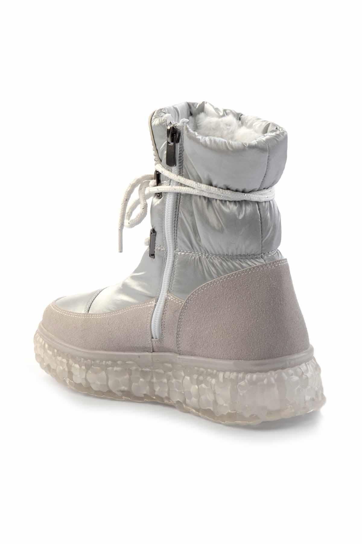 Parlak Gümüş Paraşüt  Kadın Bot & Bootie K02102031467