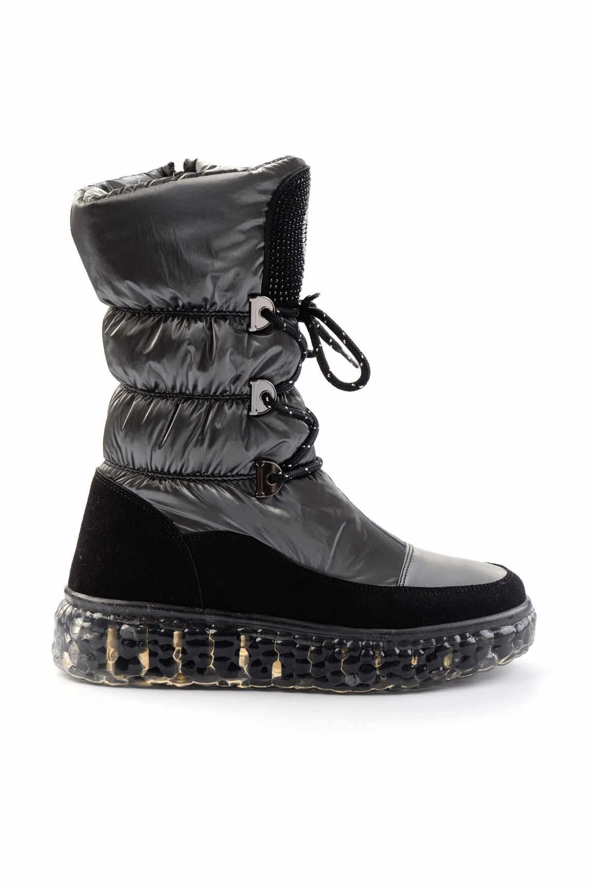 Parlak Platin Paraşüt  Kadın Bot & Bootie K02102031067