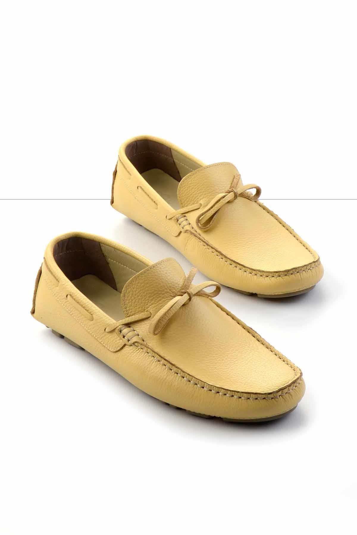 Sarı Floter Hakiki Deri Erkek Loafer Ayakkabı E01395332140