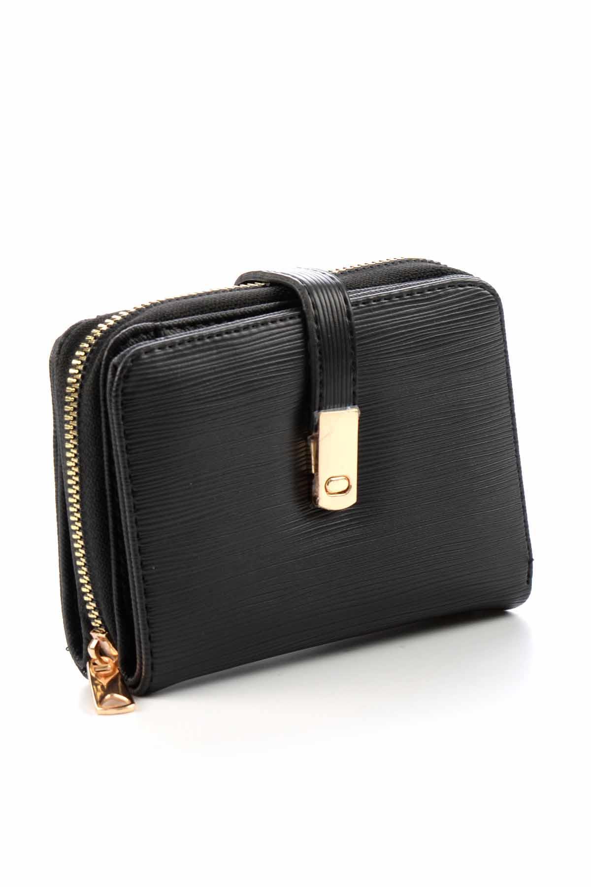 Siyah Ağaç Kabuğu  Kadın Cüzdan 