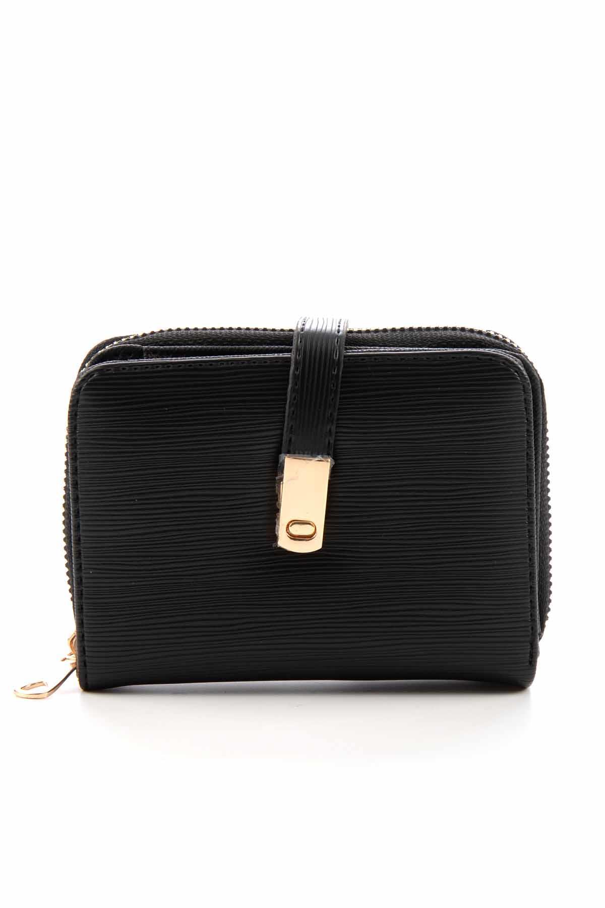 Siyah Ağaç Kabuğu  Kadın Cüzdan 