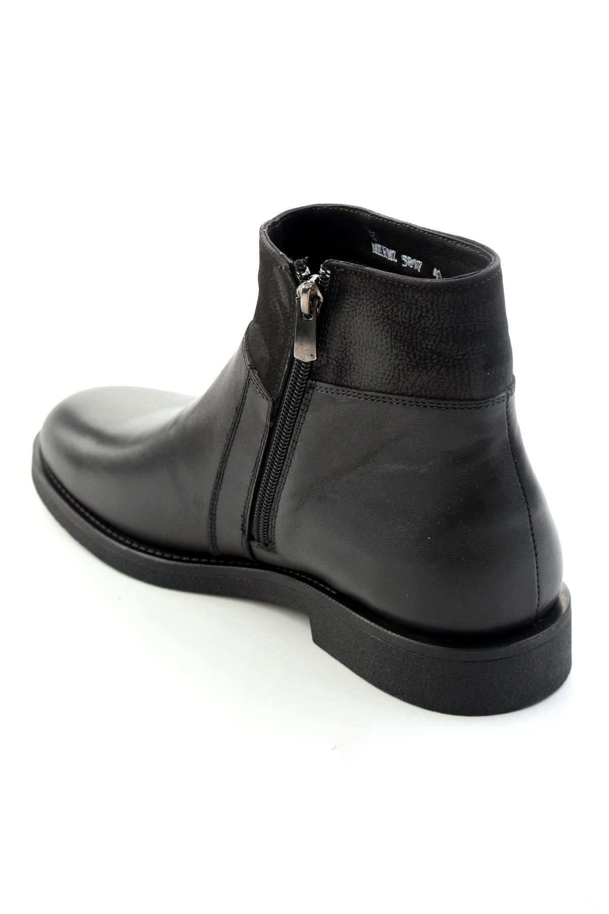 Siyah Antik Hakiki Deri Erkek Bot & Bootie E02648581741