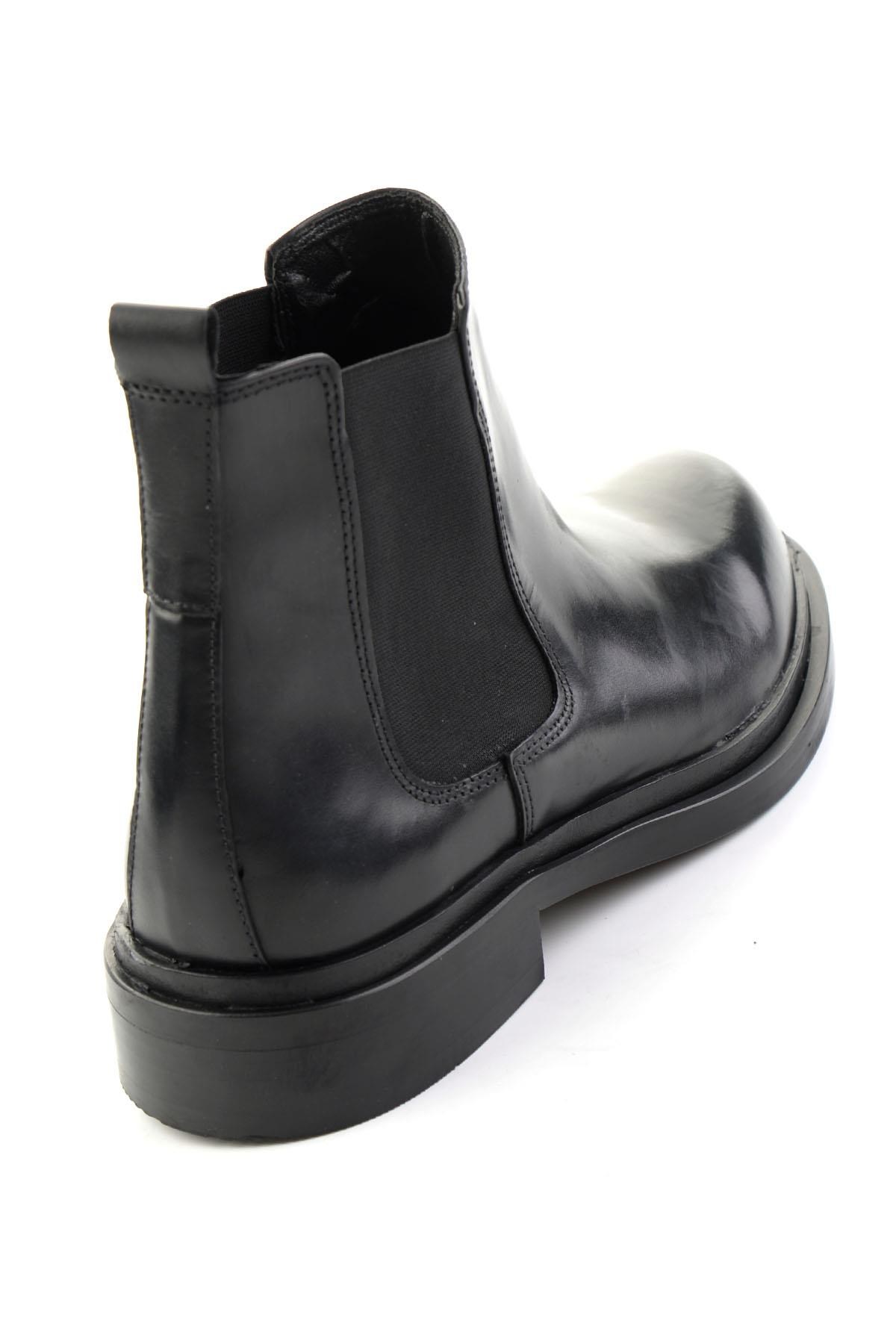 Siyah Antik Hakiki Deri Erkek Bot & Bootie E02600000341