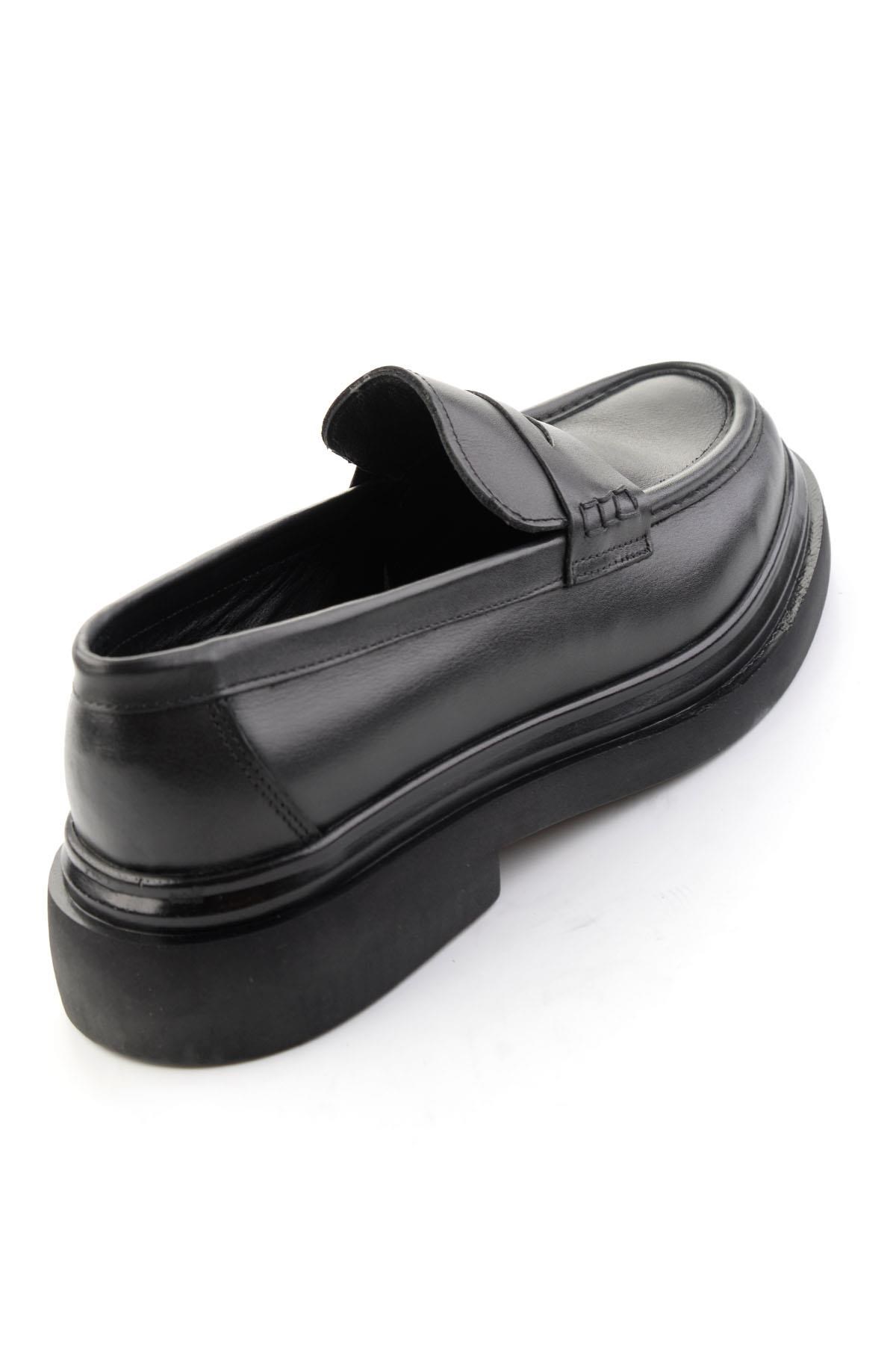 Siyah Antik Hakiki Deri Erkek Loafer Ayakkabı E01820604841