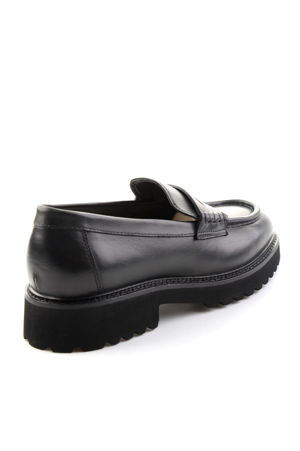 Siyah Antik Hakiki Deri Erkek Loafer Ayakkabı E01648626941