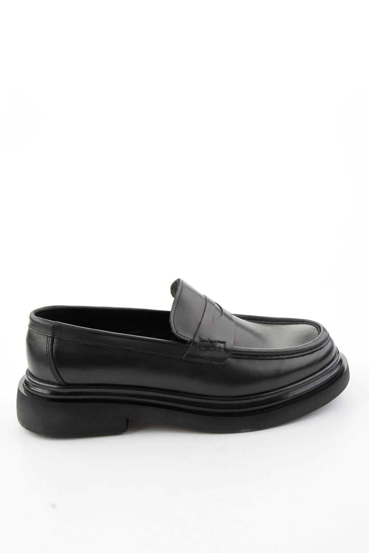 Siyah Antik Hakiki Deri Erkek Loafer Ayakkabı E01820604841