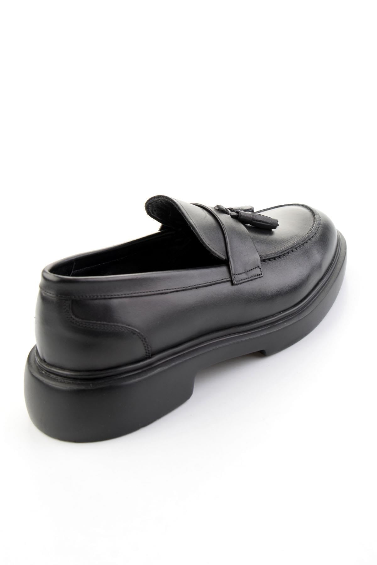 Siyah Antik Hakiki Deri Erkek Loafer Ayakkabı E01054400241