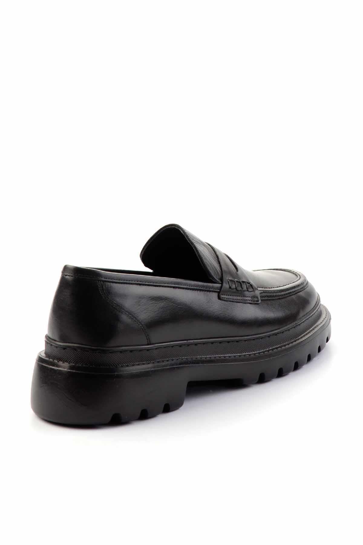 Siyah Antik Hakiki Deri Erkek Loafer Ayakkabı E01798105541