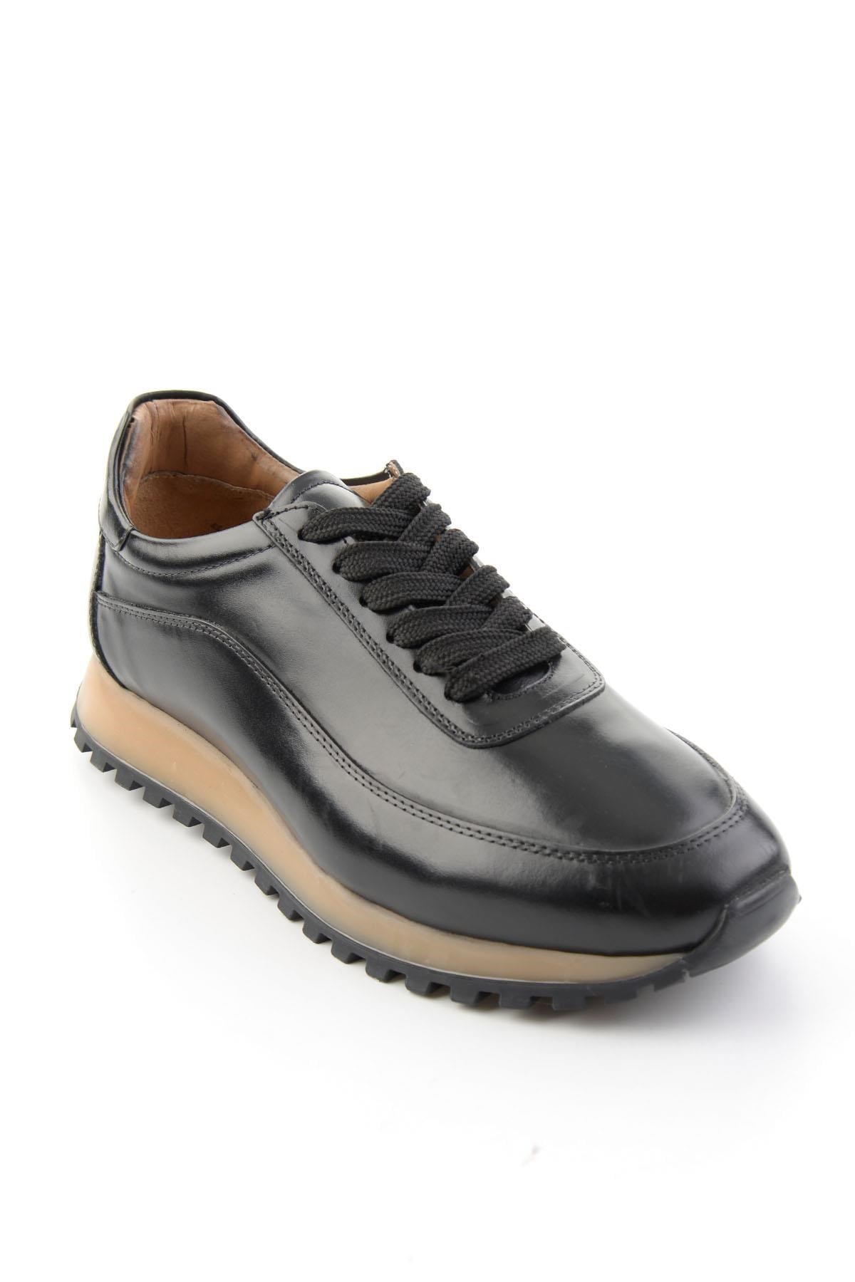 Siyah Antik Hakiki Deri Erkek Sneaker E01600003541