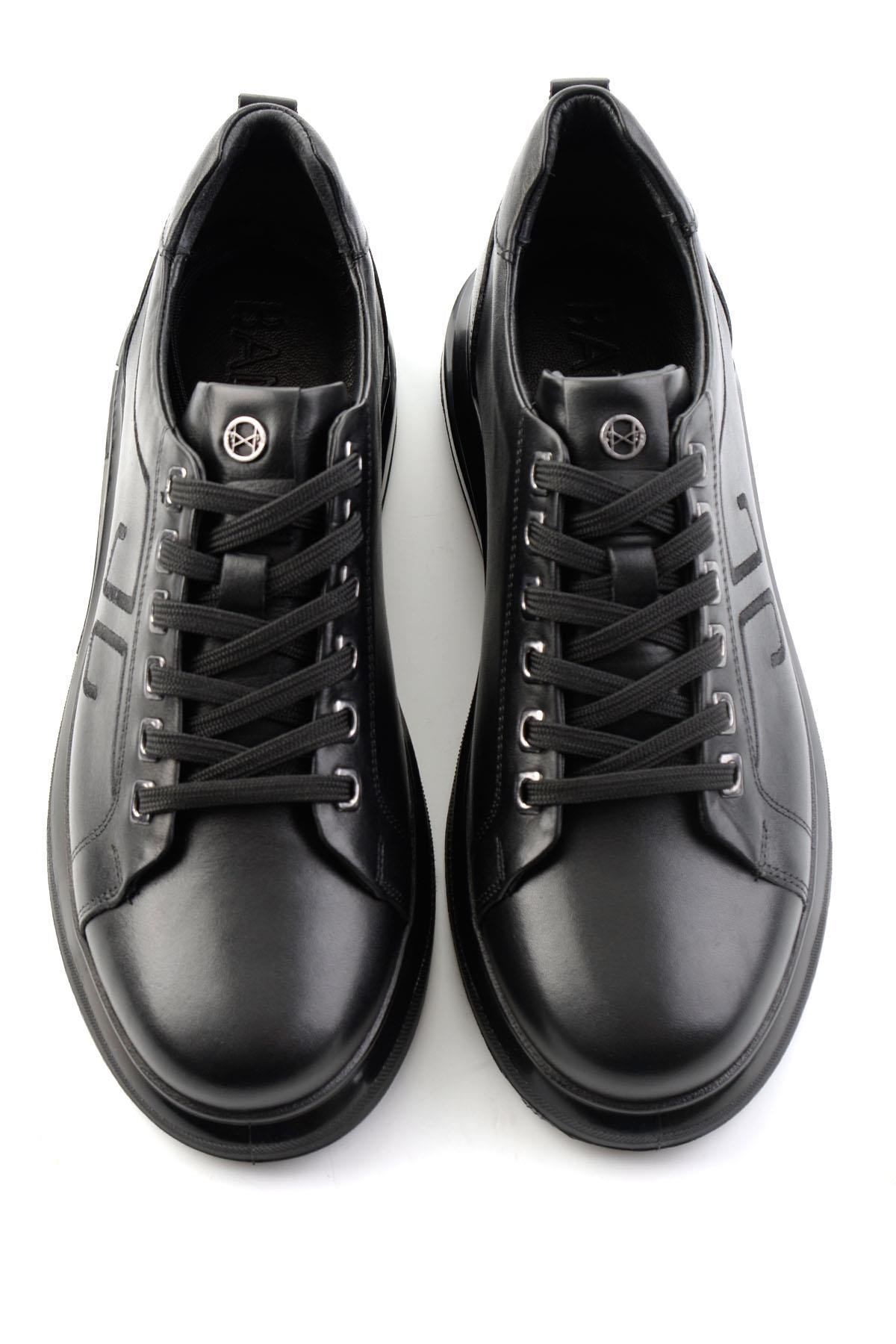 Siyah Antik Hakiki Deri Erkek Sneaker E01398203041