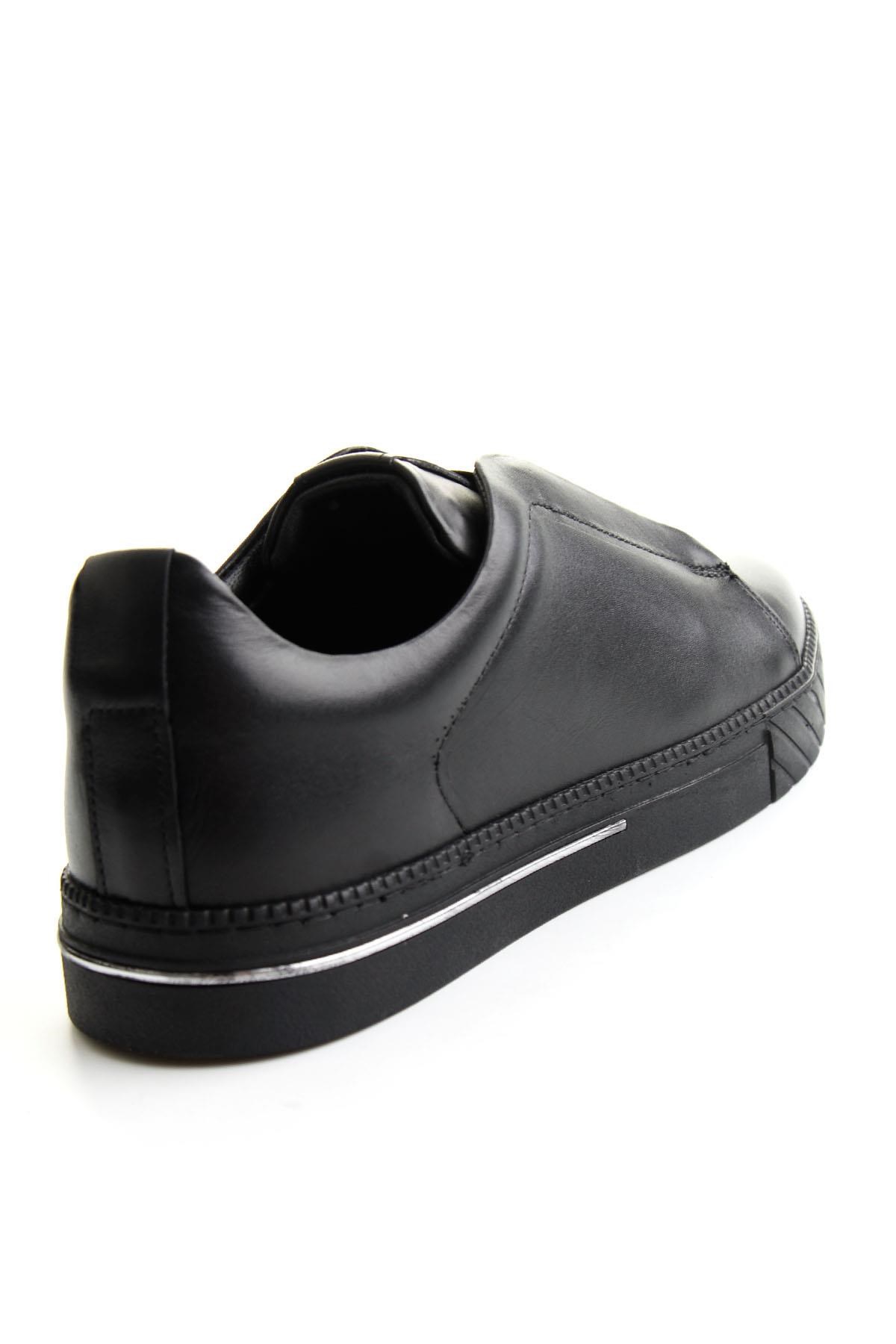 Siyah Antik Hakiki Deri Erkek Sneaker E01610197141